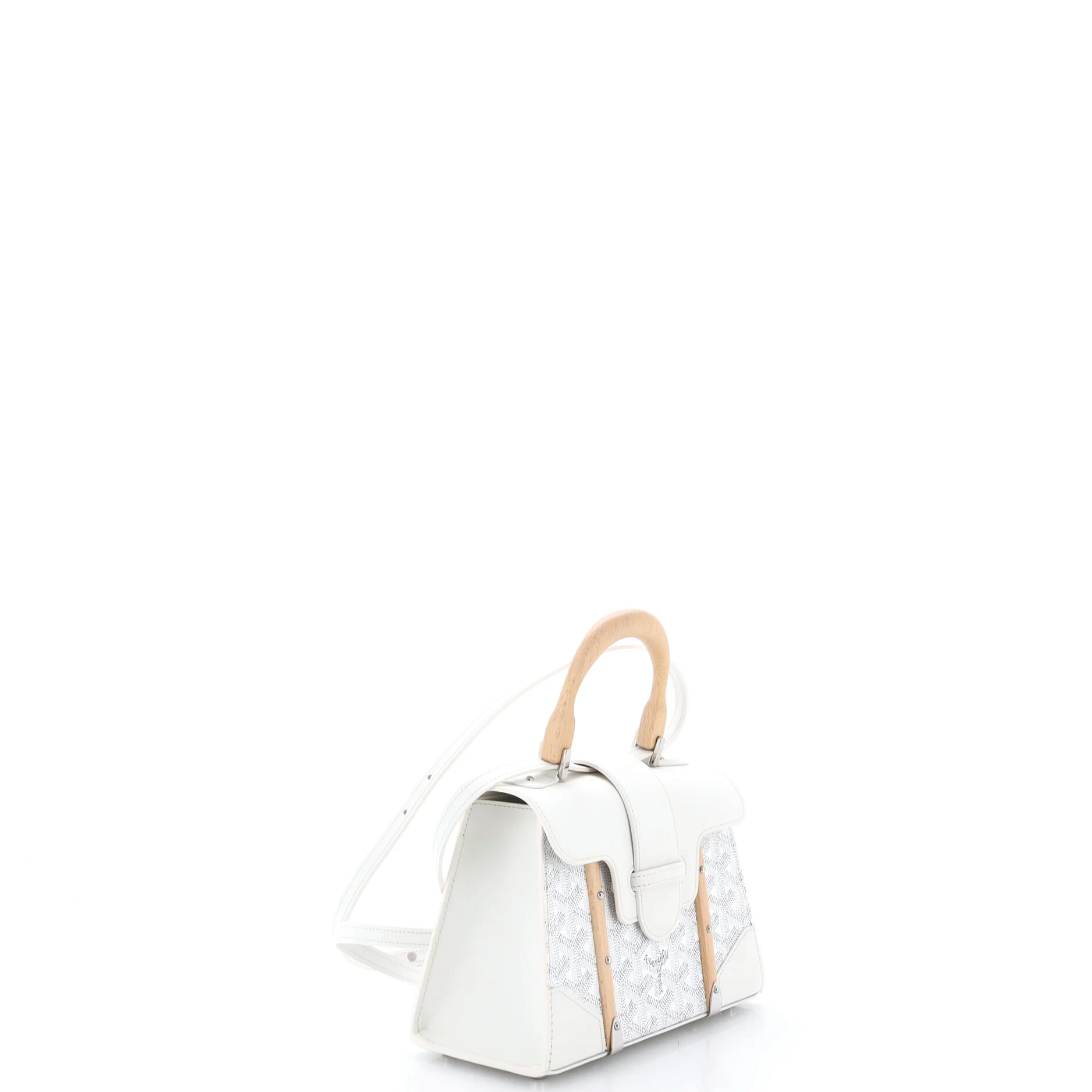 Structured Saigon Top Handle Bag Coated Canvas with Leather Mini - Image 3