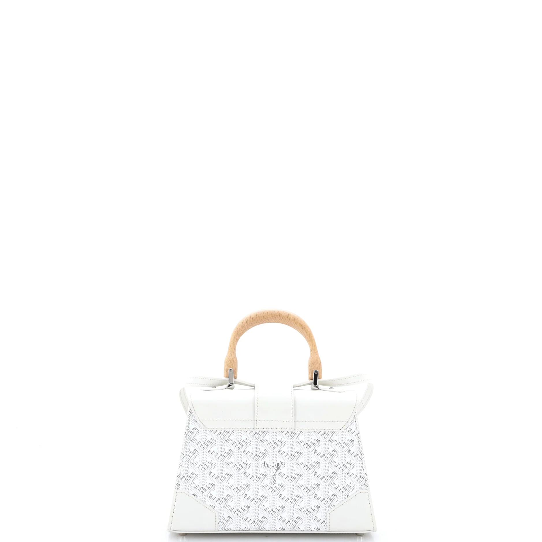 Structured Saigon Top Handle Bag Coated Canvas with Leather Mini - Image 5