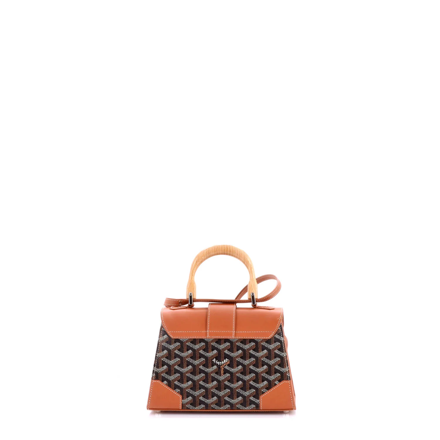 Structured Saigon Top Handle Bag Coated Canvas with Leather Mini - Image 3