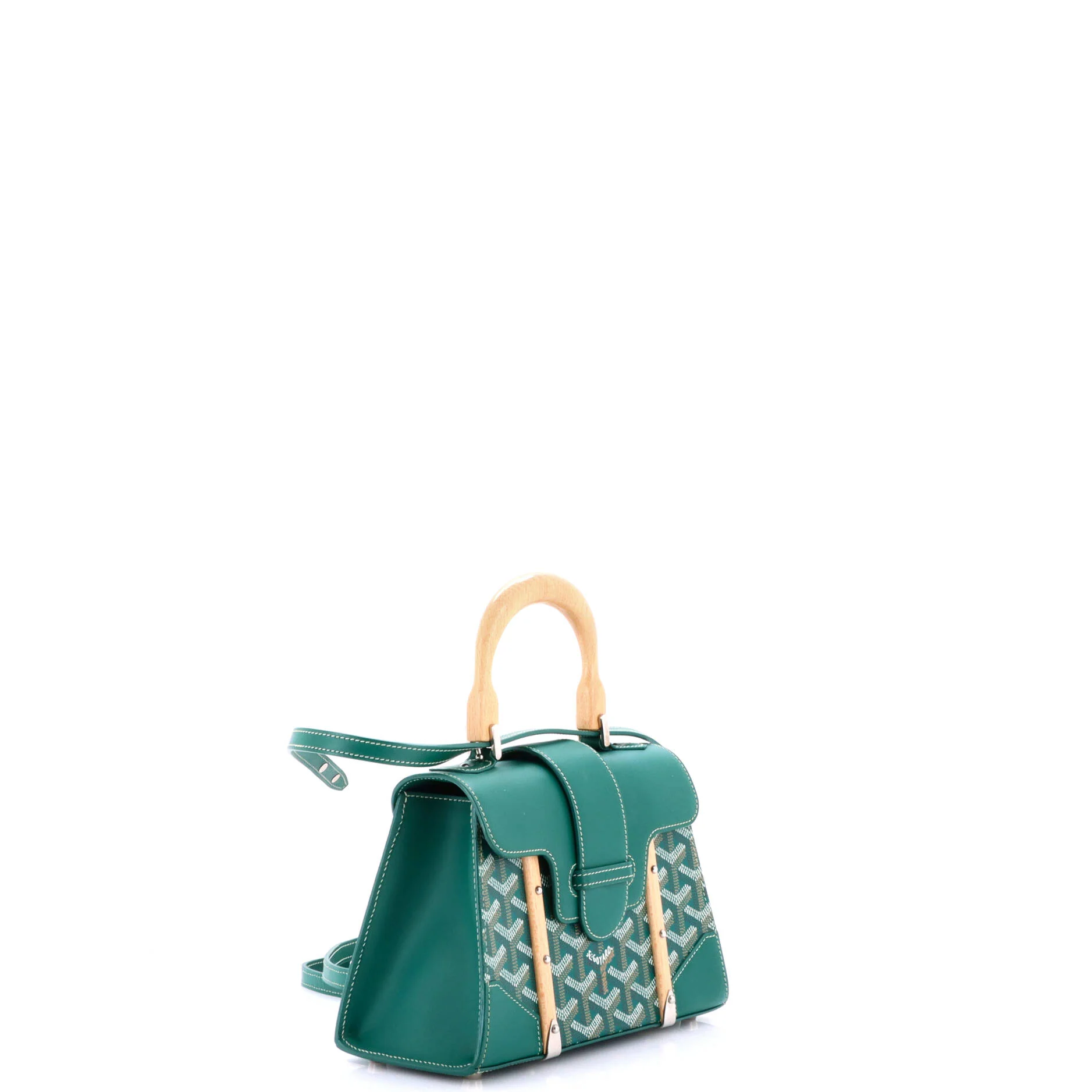 Structured Saigon Top Handle Bag Coated Canvas with Leather Mini - Image 2