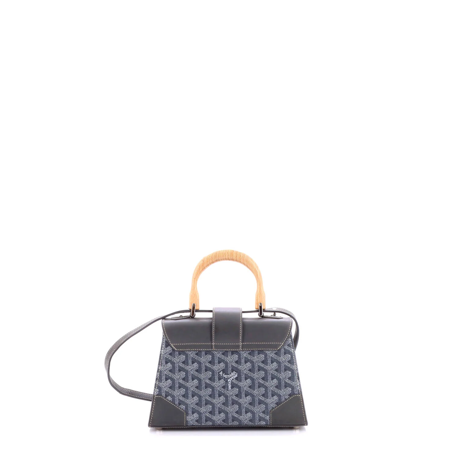 Structured Saigon Top Handle Bag Coated Canvas with Leather Mini - Image 3