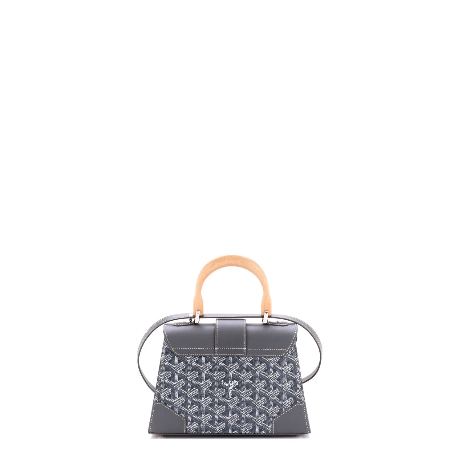 Structured Saigon Top Handle Bag Coated Canvas with Leather Mini - Image 3