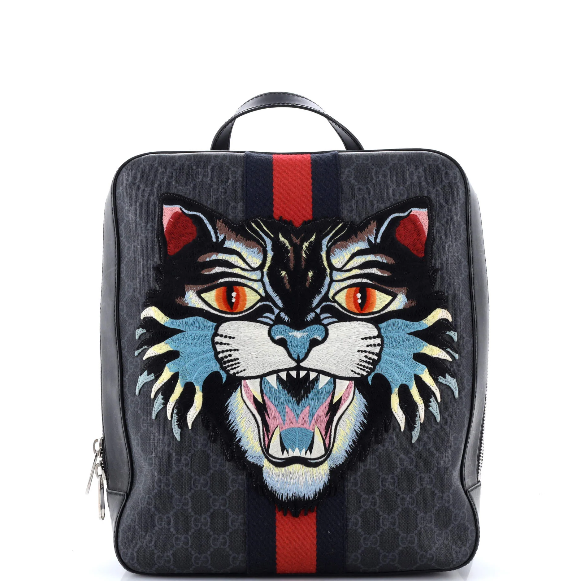 Angry Cat Web Backpack GG Coated Canvas with Applique Medium