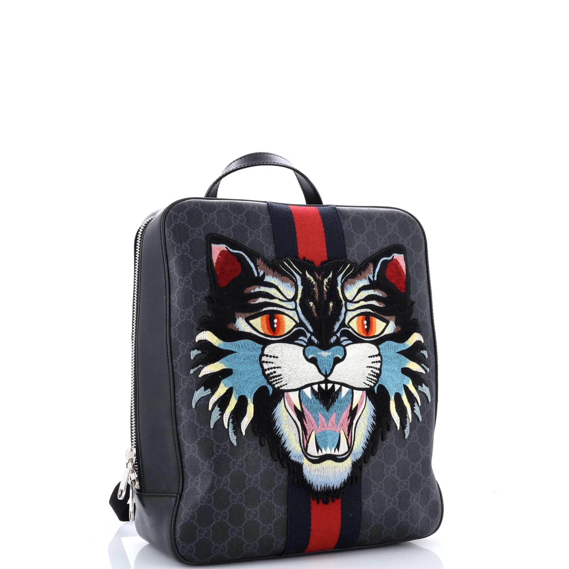 Angry Cat Web Backpack GG Coated Canvas with Applique Medium - Image 2