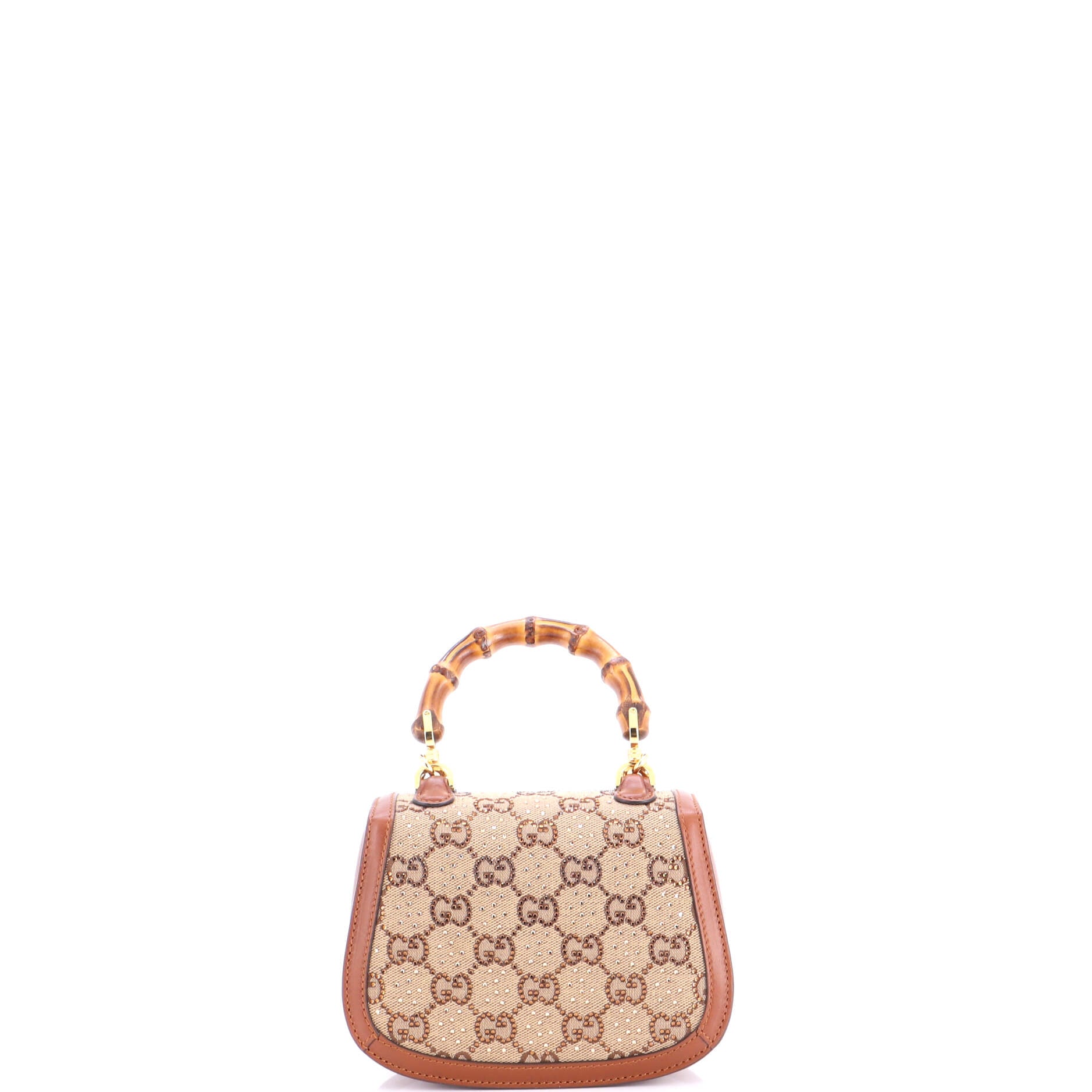 Bamboo 1947 Top Handle Bag Crystal Embellished GG Canvas Mini - Image 3