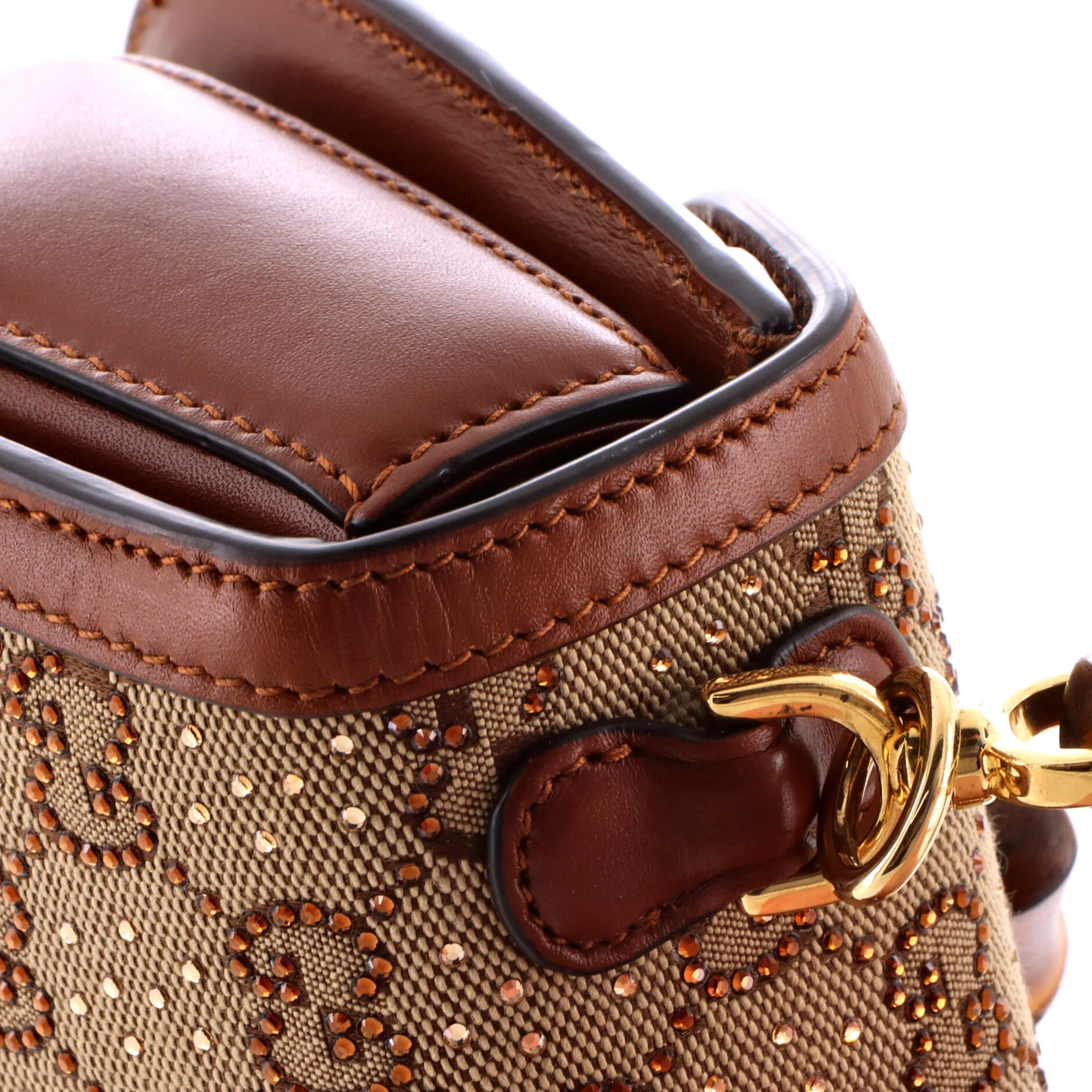 Bamboo 1947 Top Handle Bag Crystal Embellished GG Canvas Mini - Image 7