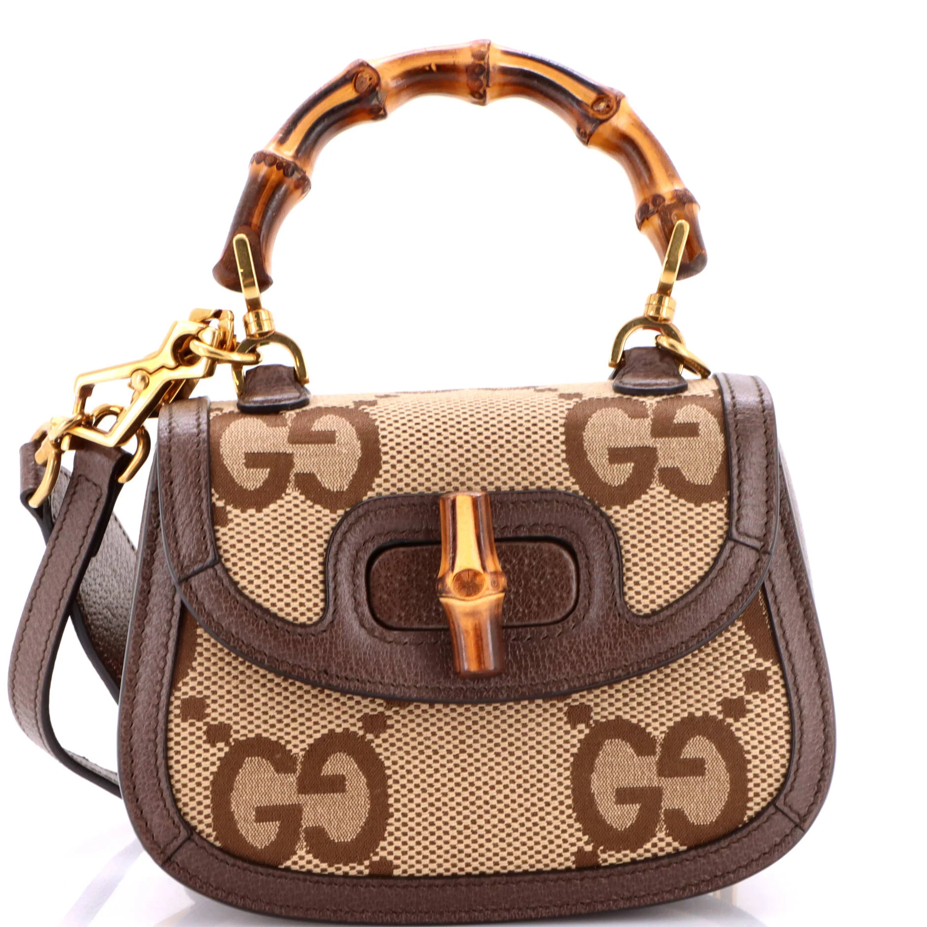 Bamboo 1947 Top Handle Bag Jumbo GG Canvas Mini