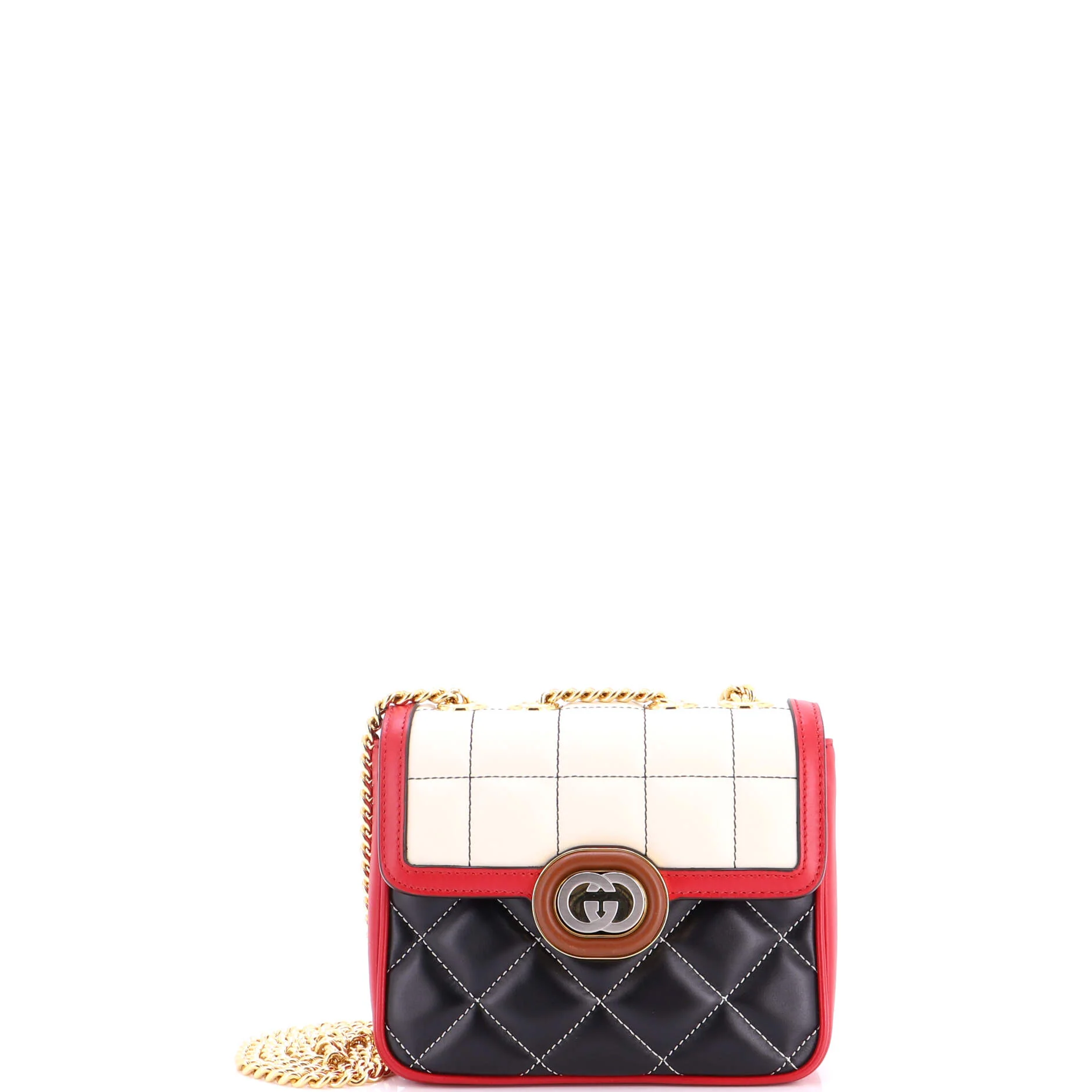 Deco Chain Flap Bag Mixed Matelasse Leather Mini
