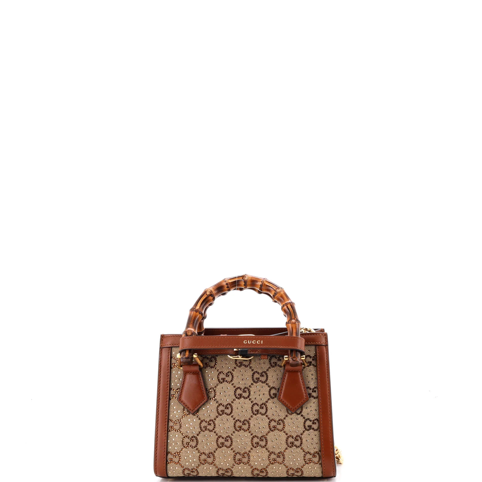 Diana NM Bamboo Handle Tote Crystal Embellished GG Canvas Mini - Image 3