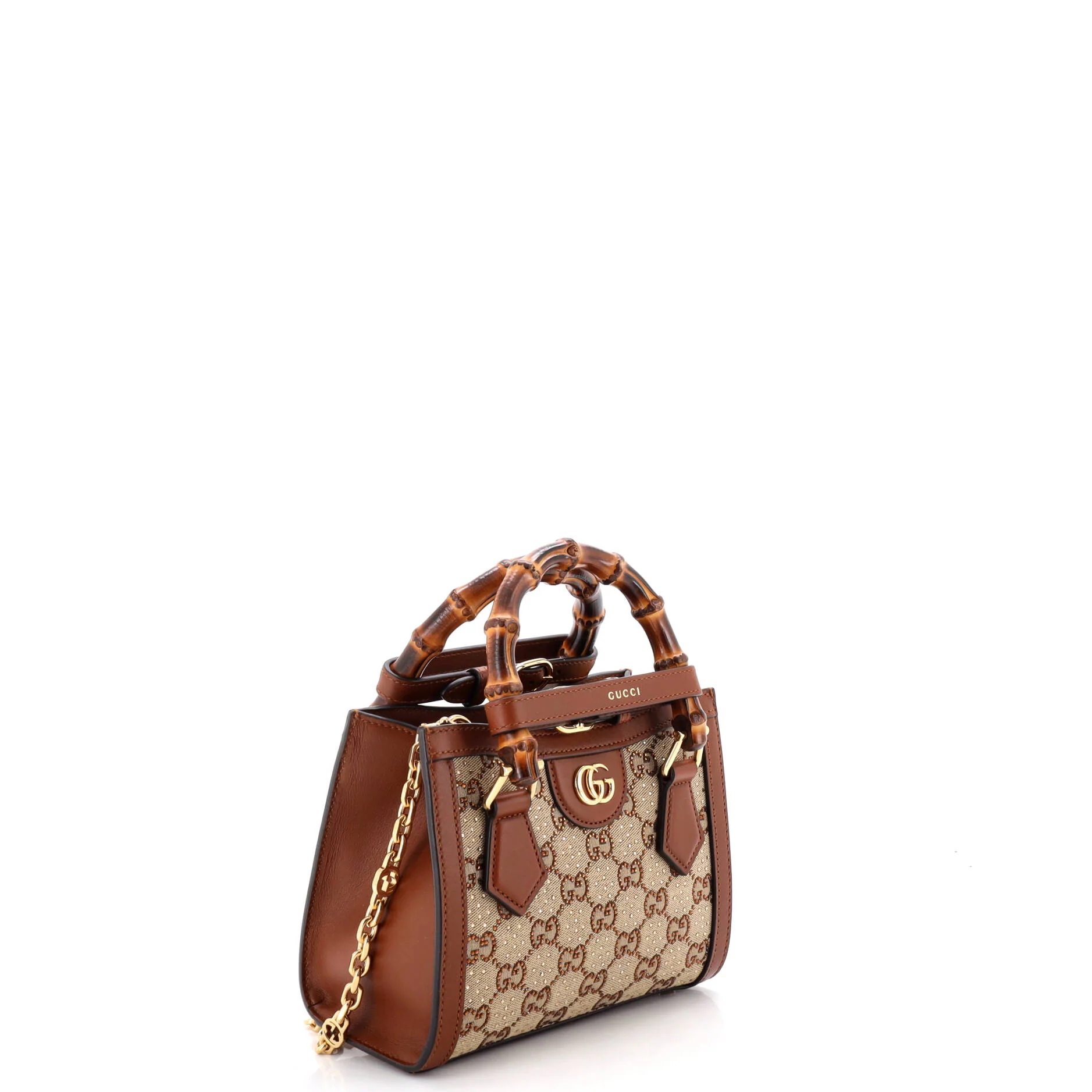 Diana NM Bamboo Handle Tote Crystal Embellished GG Canvas Mini - Image 2
