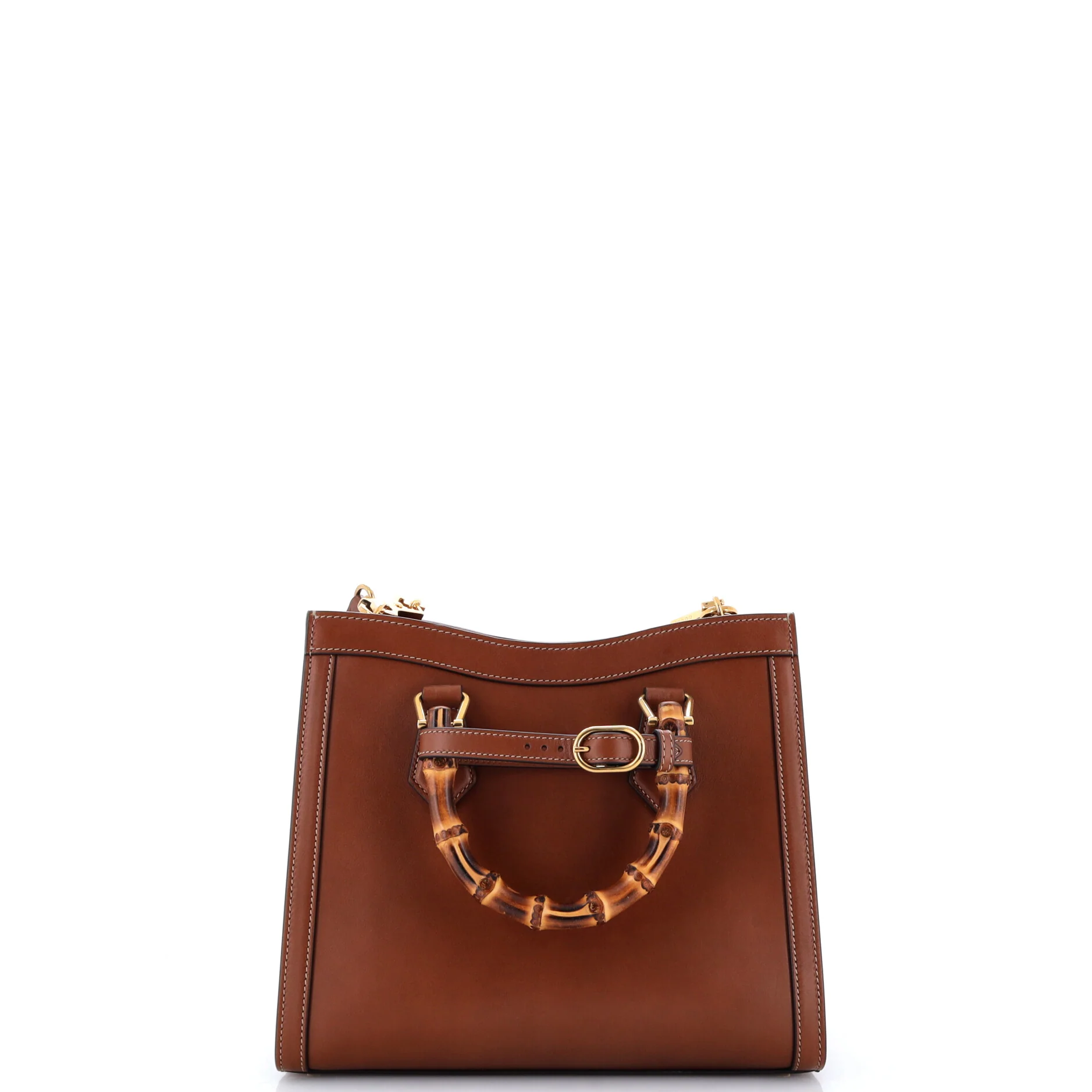 Diana NM Logo Bamboo Handle Tote Embossed Leather Small - Image 3