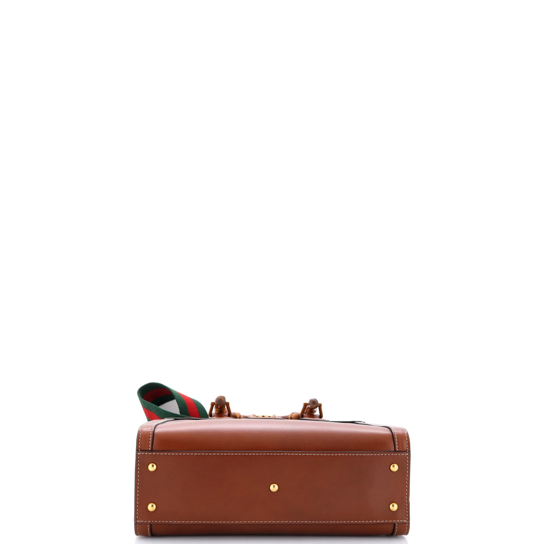Diana NM Logo Bamboo Handle Tote Embossed Leather Small - Image 4