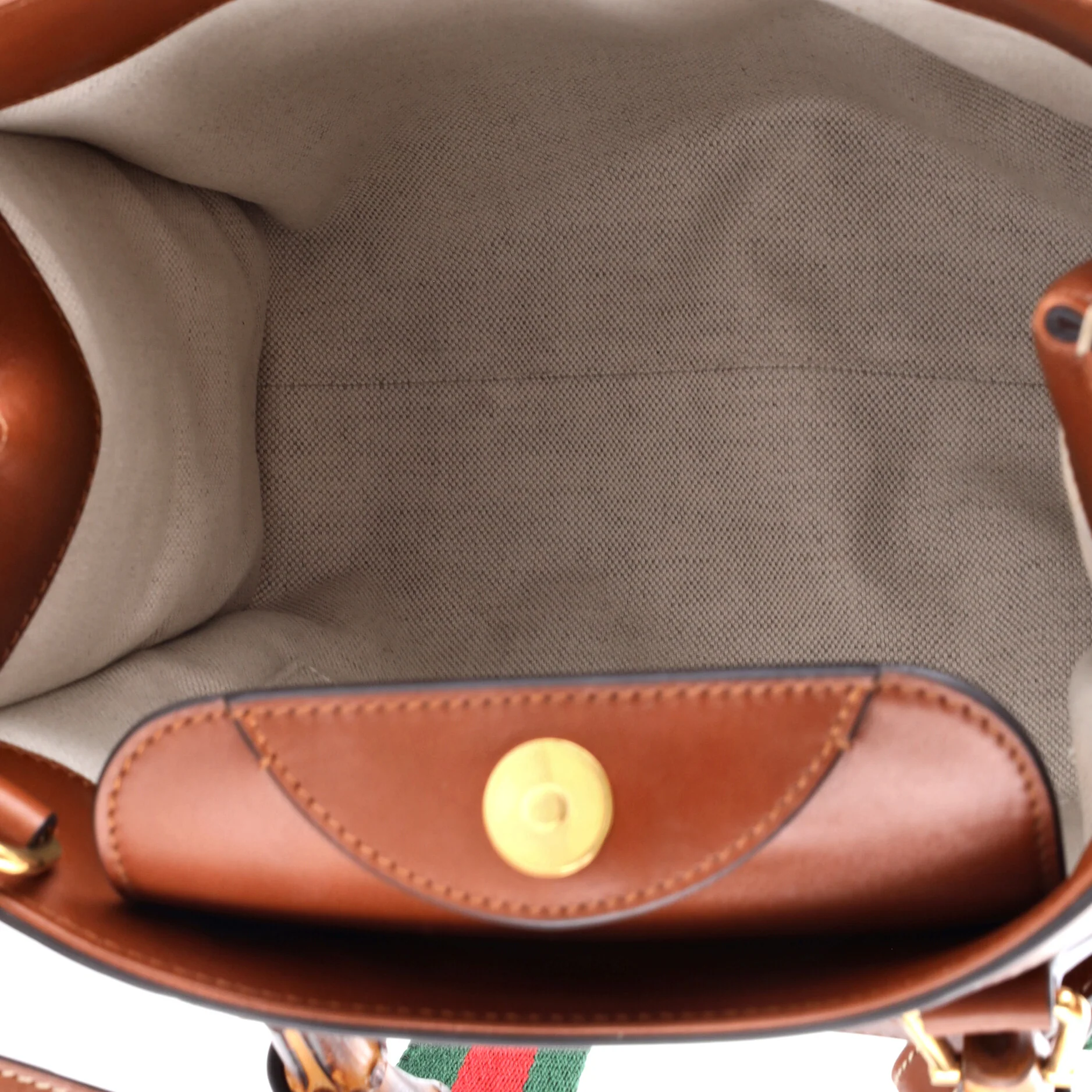 Diana NM Logo Bamboo Handle Tote Embossed Leather Small - Image 5