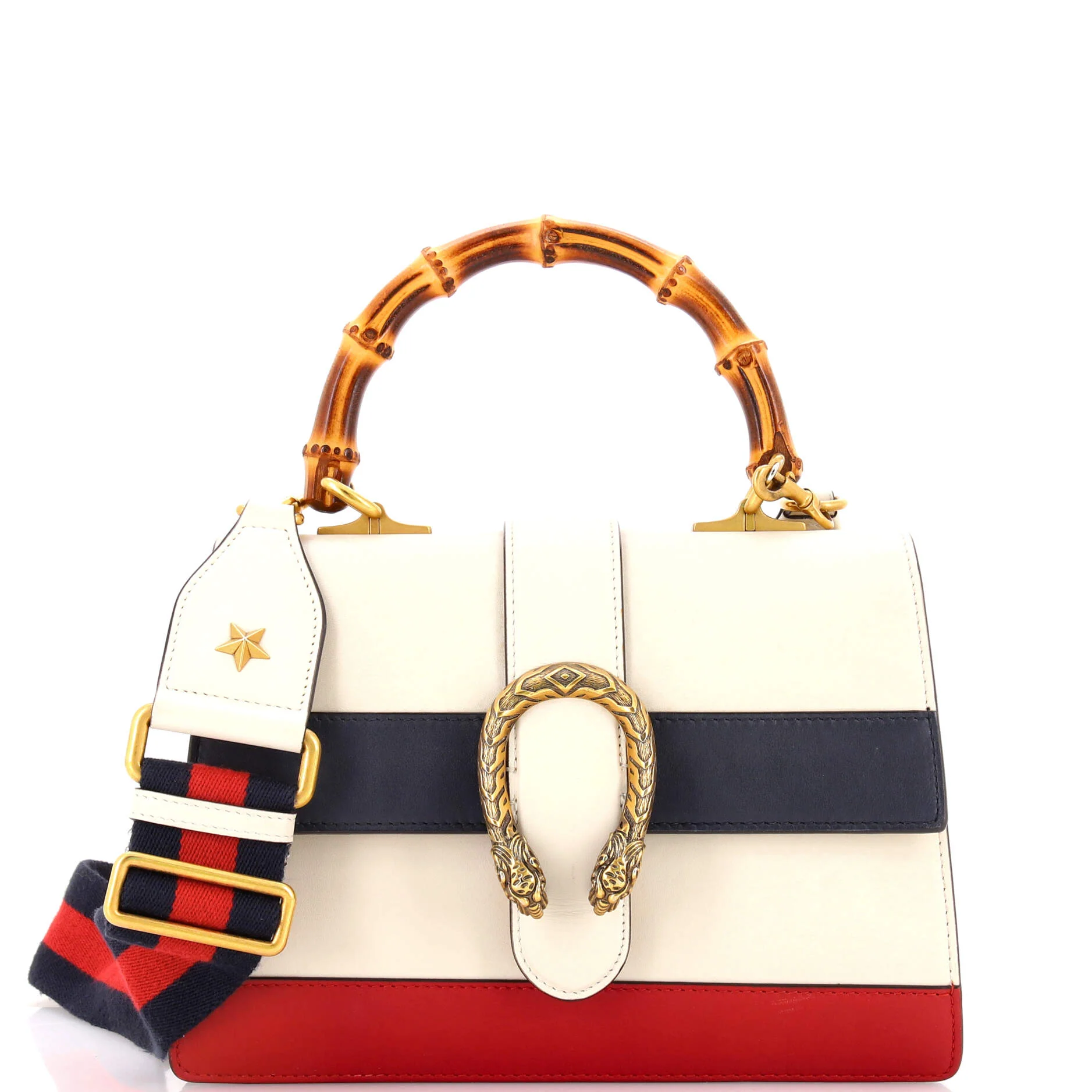 Dionysus Bamboo Top Handle Bag Colorblock Leather Medium