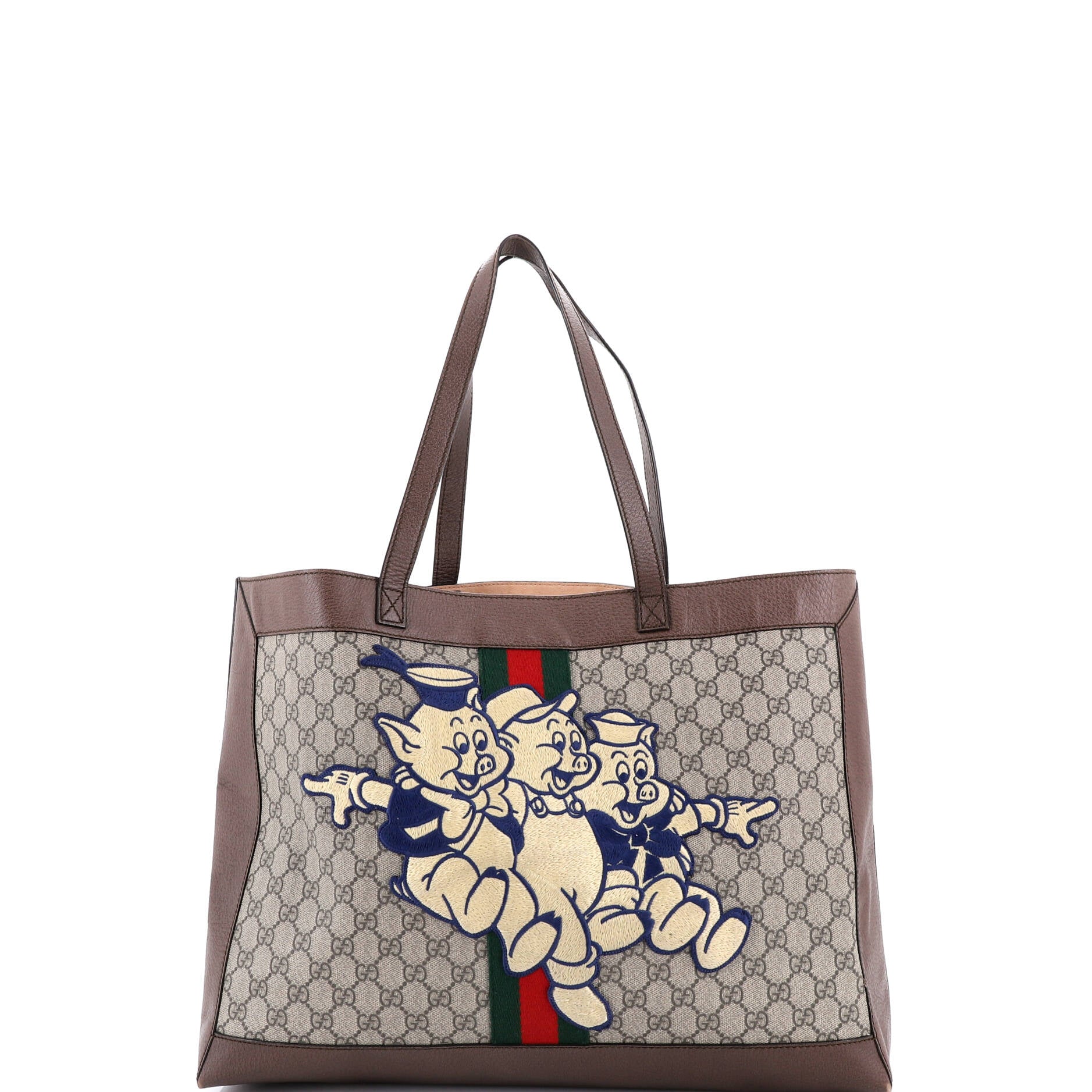 Disney Three Little Pigs Ophidia Soft Open Tote GG Coated Canvas East West - Image 4