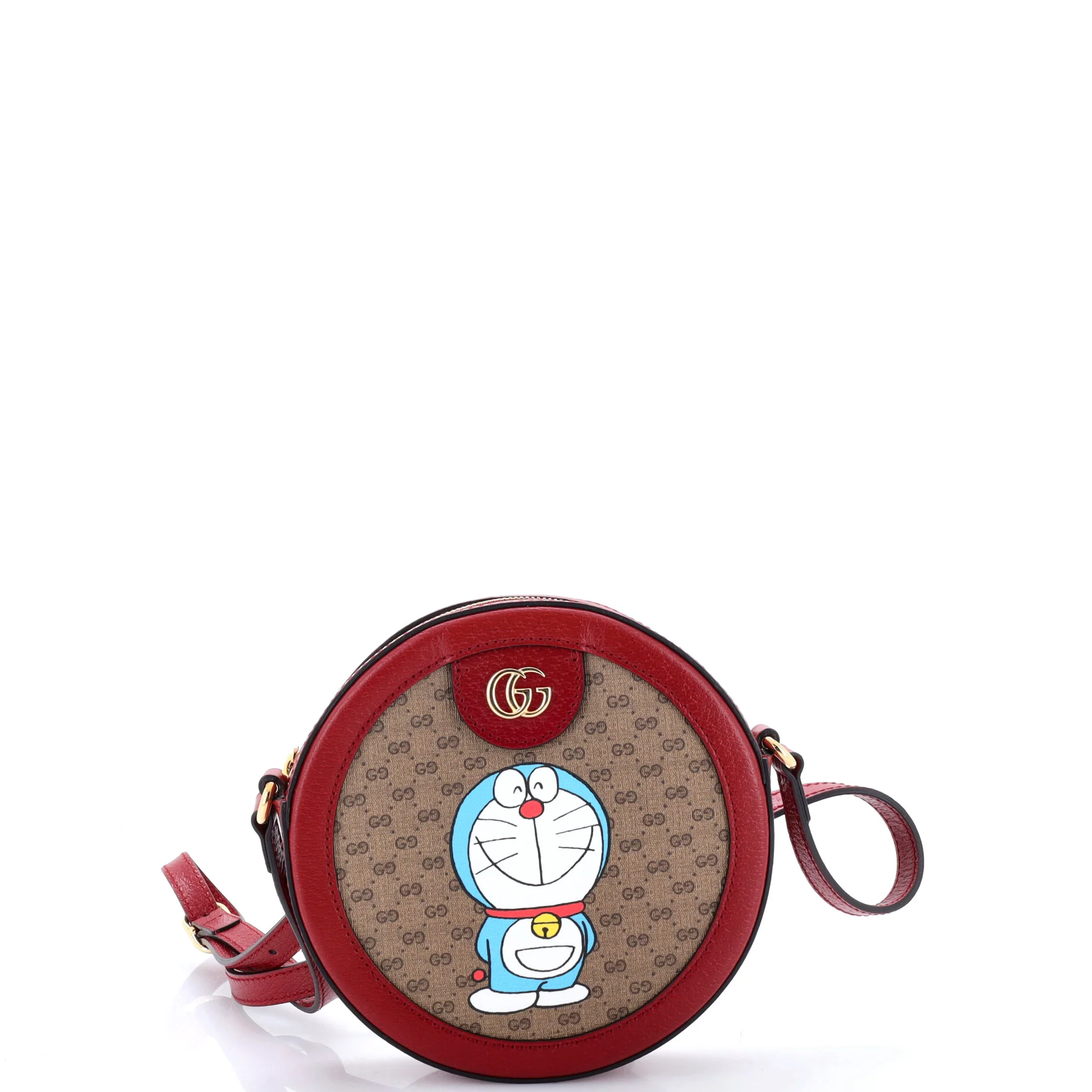 Doraemon Round Shoulder Bag Printed Mini GG Coated Canvas