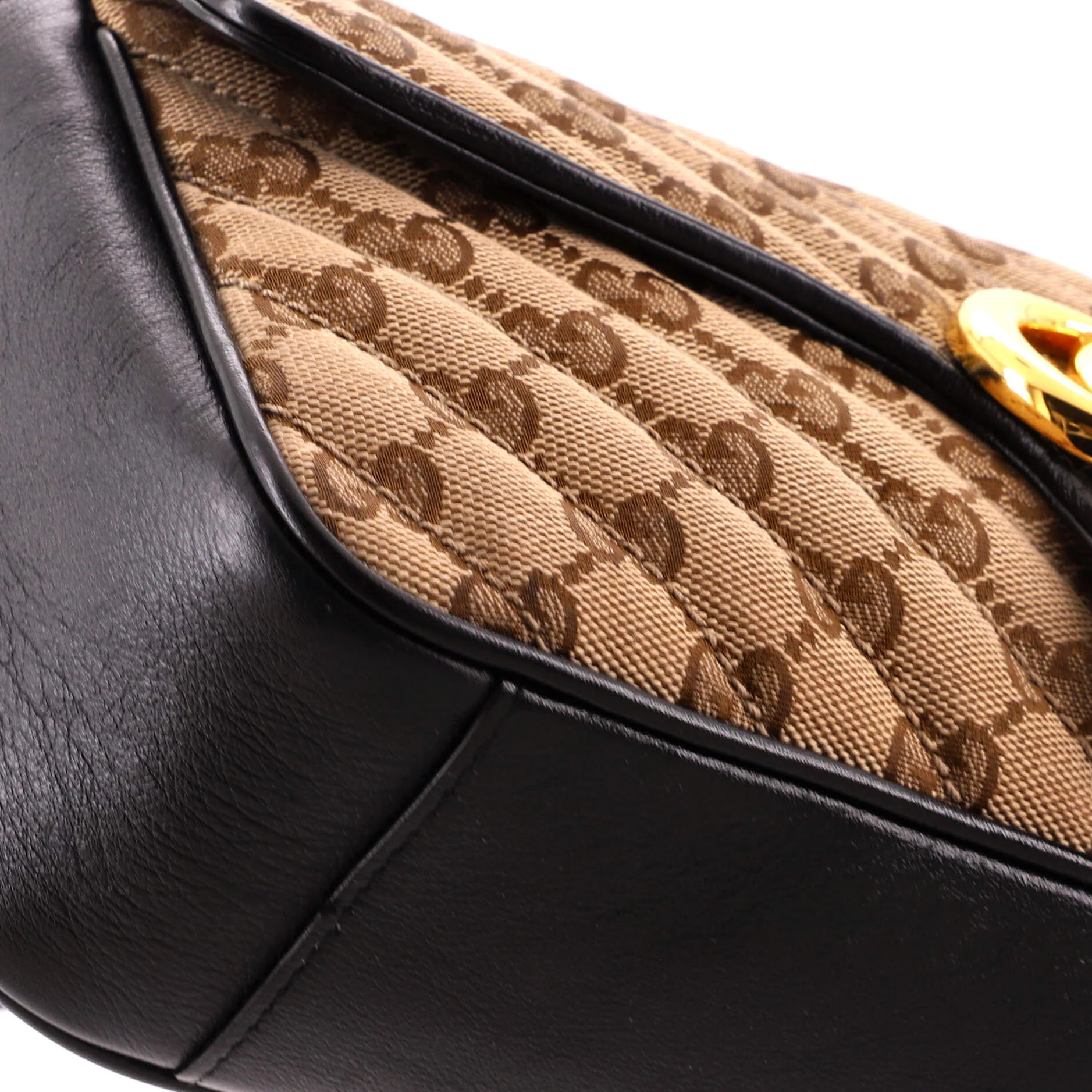 GG Marmont Flap Bag Diagonal Quilted GG Canvas with Leather Small - Image 6
