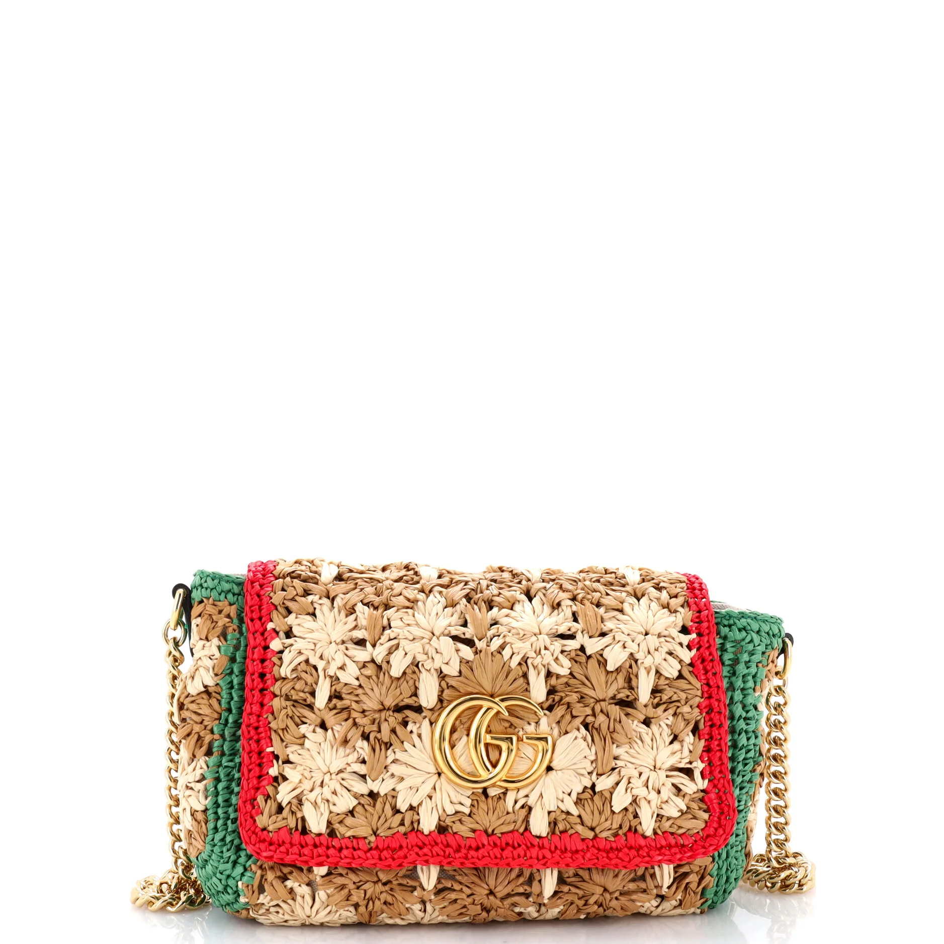 GG Marmont Flap Bag Raffia Small