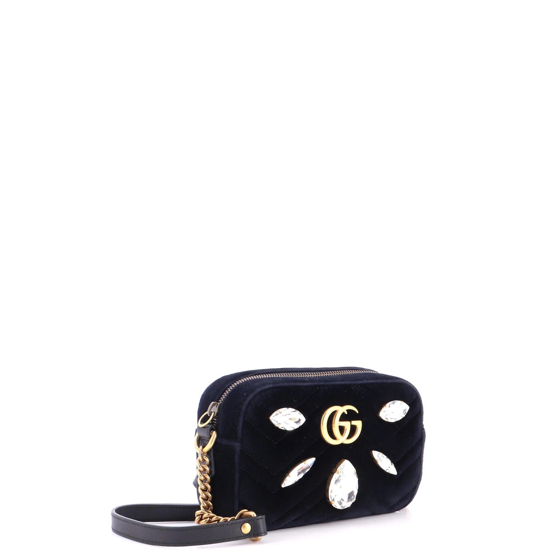 GG Marmont Shoulder Bag Crystal Embellished Matelasse Velvet Mini - Image 2
