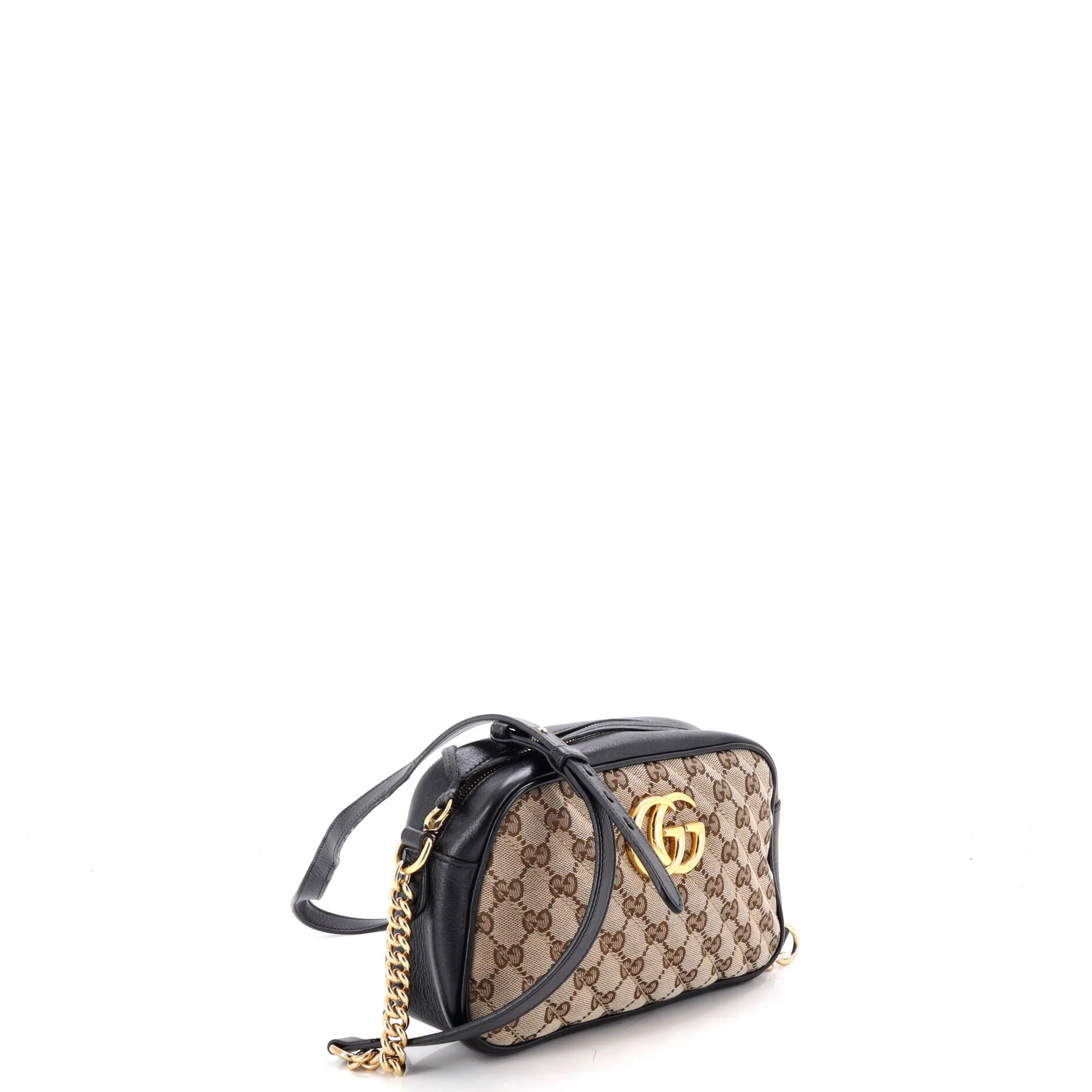 GG Marmont Shoulder Bag Diagonal Quilted GG Canvas with Leather Small - Image 2