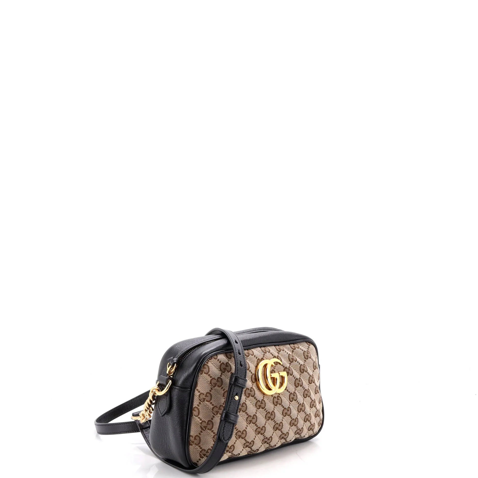 GG Marmont Shoulder Bag Diagonal Quilted GG Canvas with Leather Small - Image 2