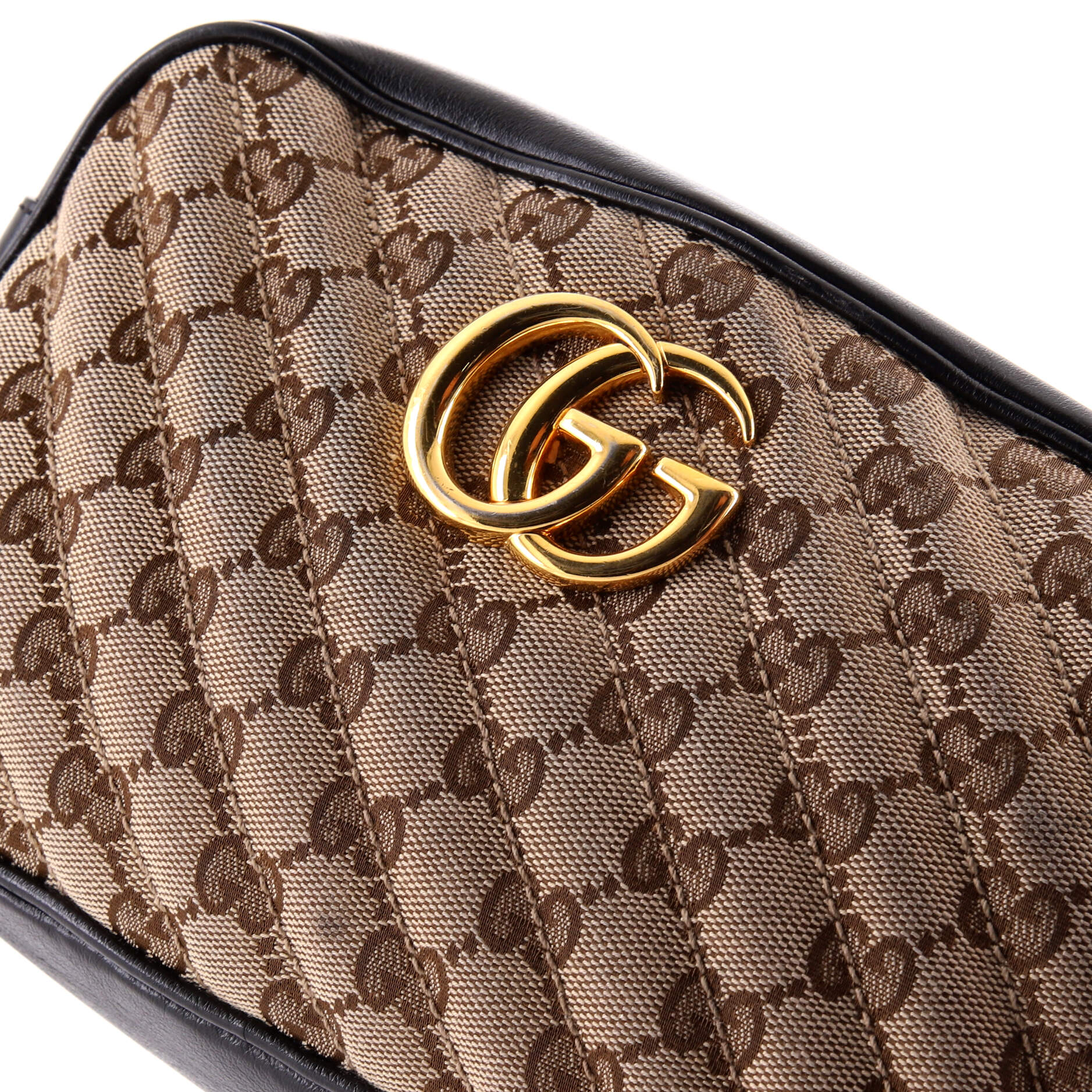 GG Marmont Shoulder Bag Diagonal Quilted GG Canvas with Leather Small - Image 6