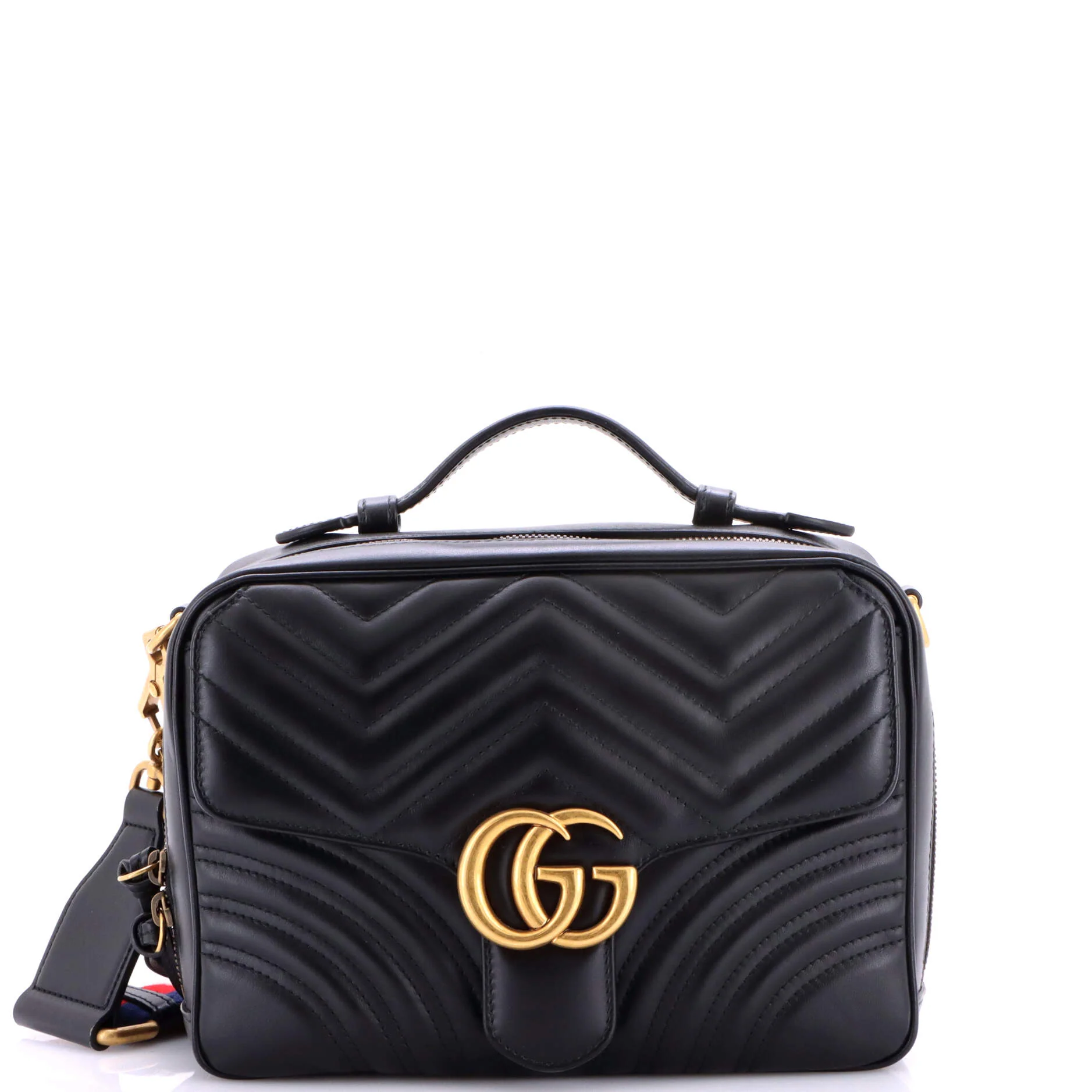 GG Marmont Zip Around Camera Bag Matelasse Leather Small