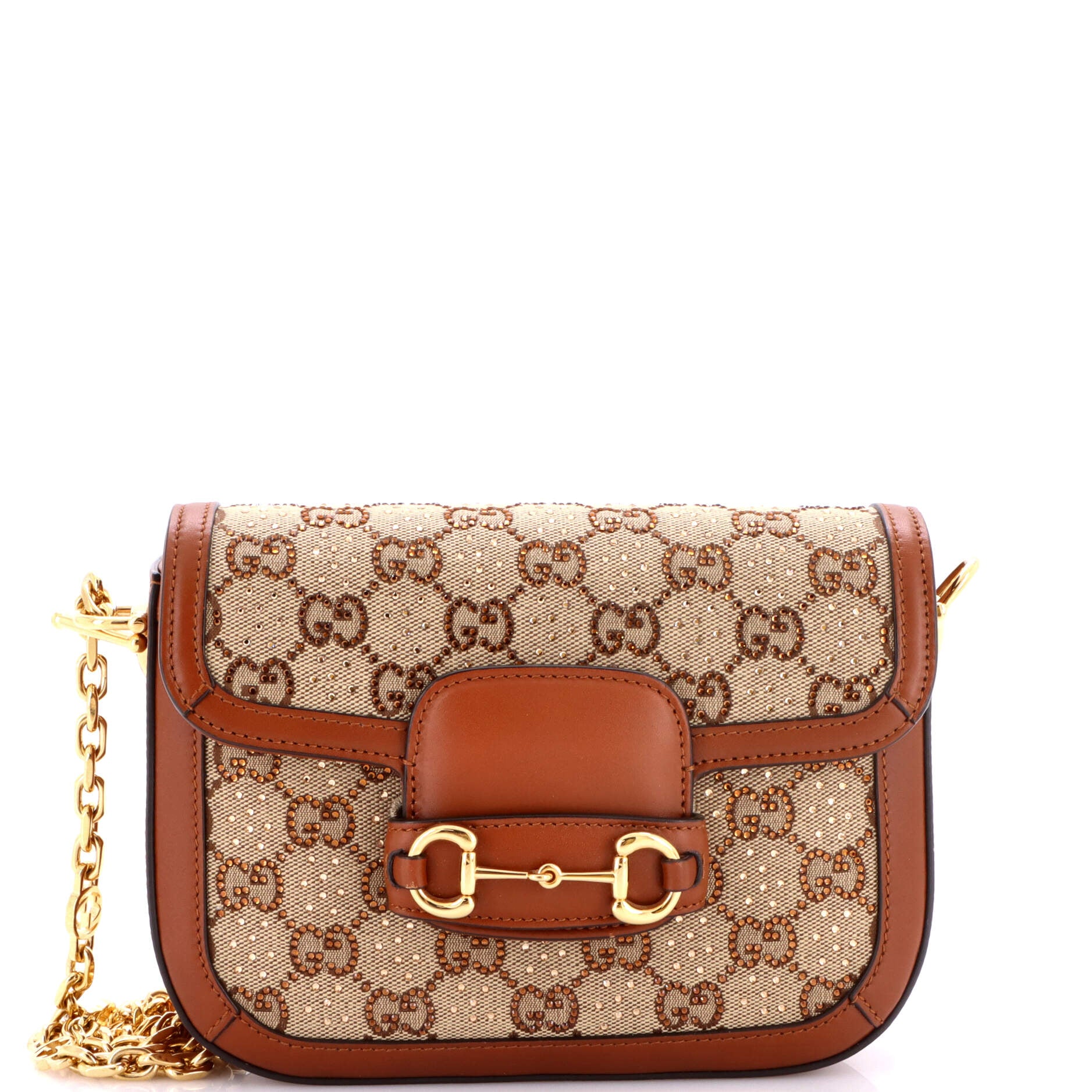 Horsebit 1955 Shoulder Bag Crystal Embellished GG Canvas Mini