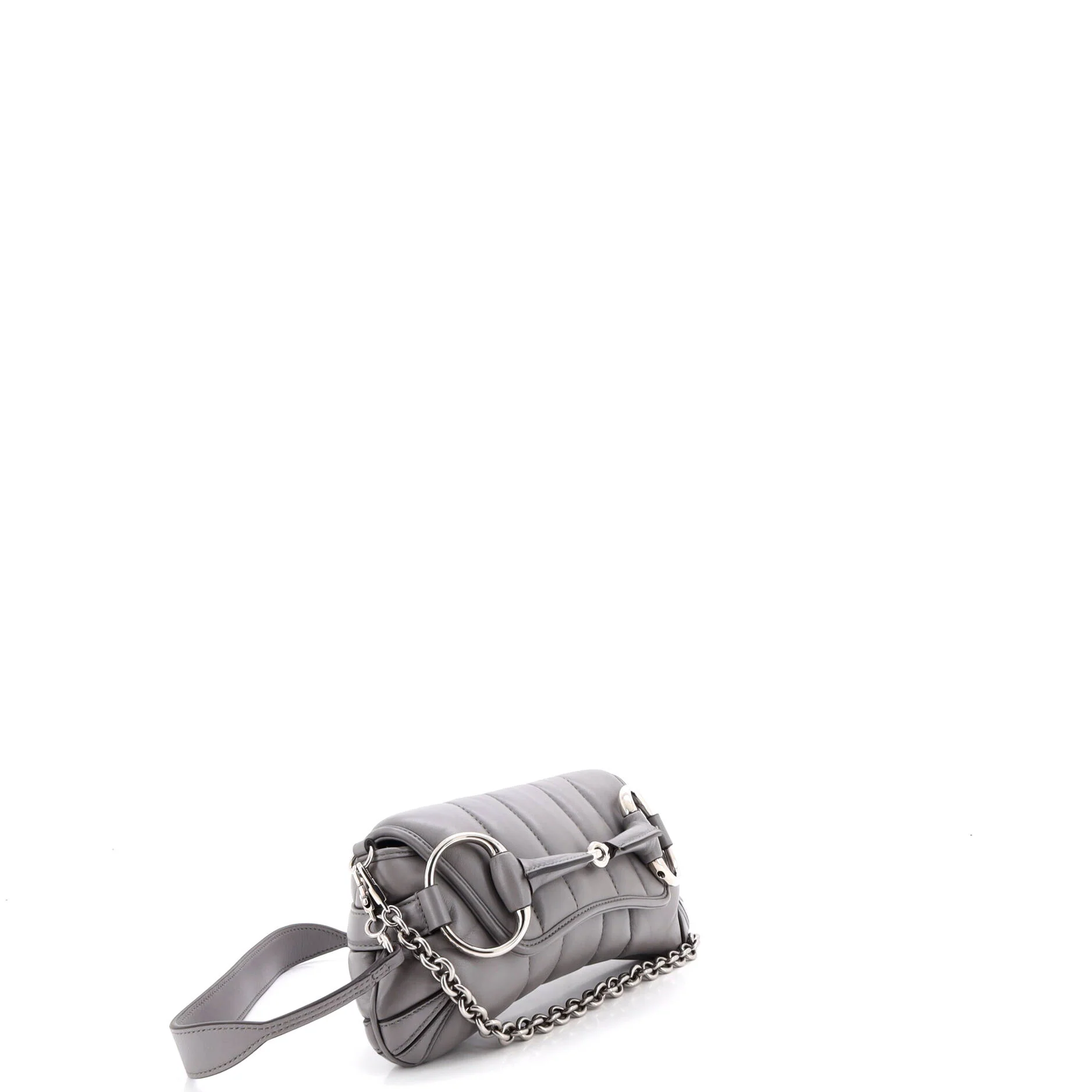 Horsebit Chain Shoulder Bag Vertical Quilted Leather Small - Image 2