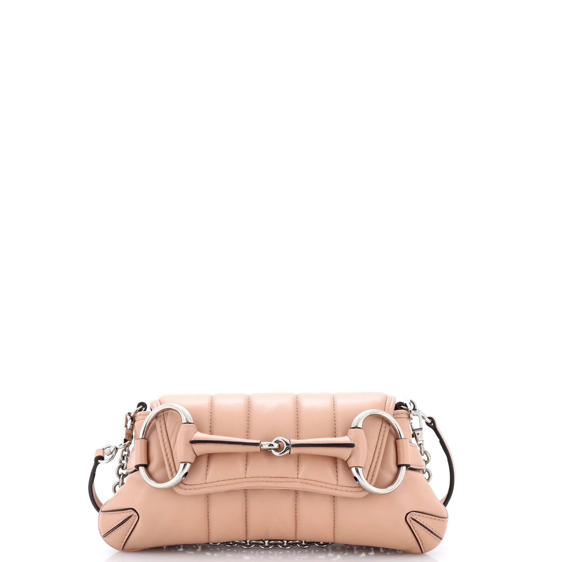 Horsebit Chain Shoulder Bag Vertical Quilted Leather Small