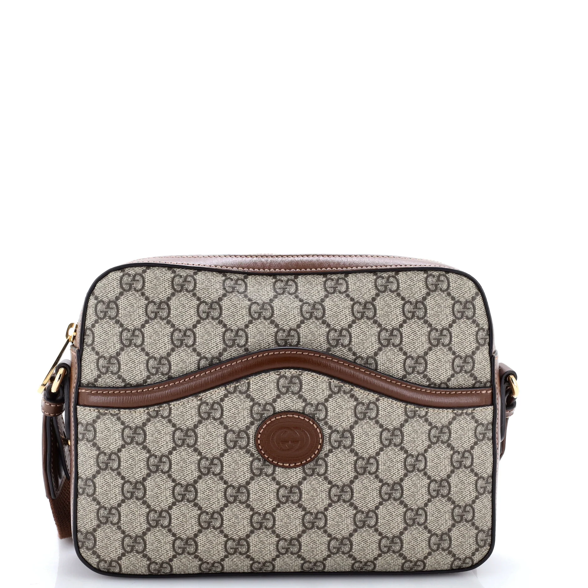 Interlocking G Patch Messenger Camera Bag GG Coated Canvas