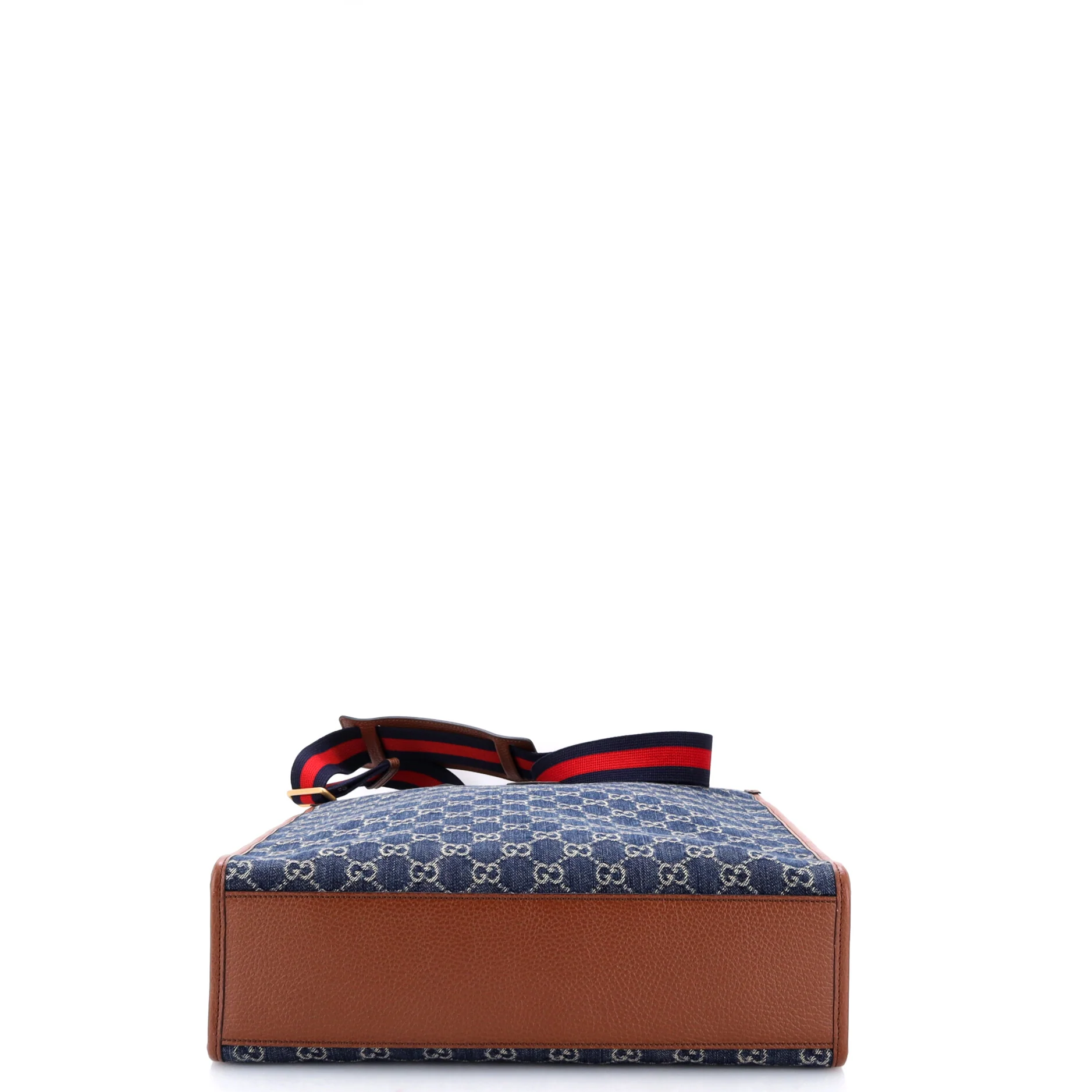 Interlocking G Patch Web Strap Convertible Tote GG Denim Tall - Image 4