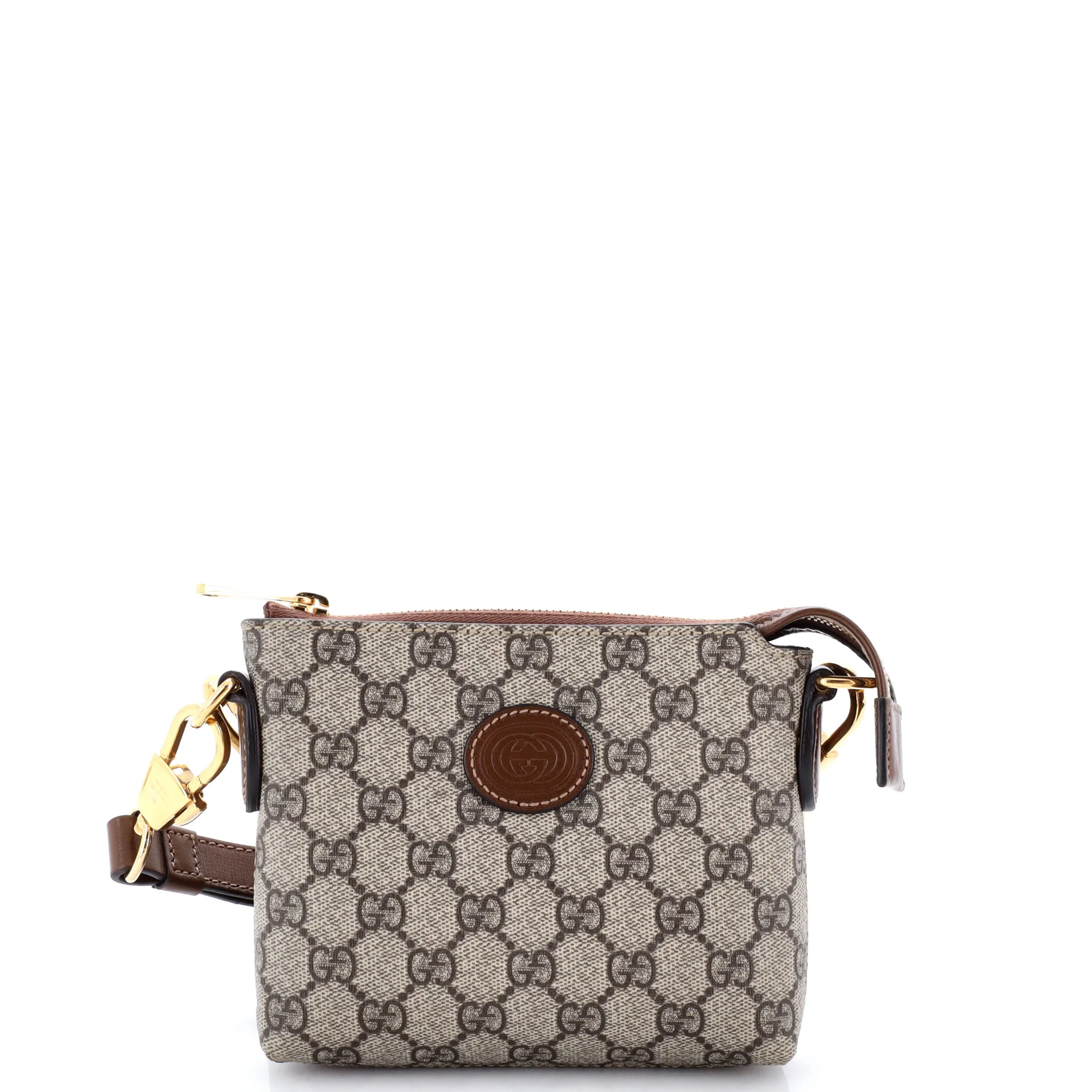 Interlocking G Patch Wristlet Messenger Bag GG Coated Canvas Mini