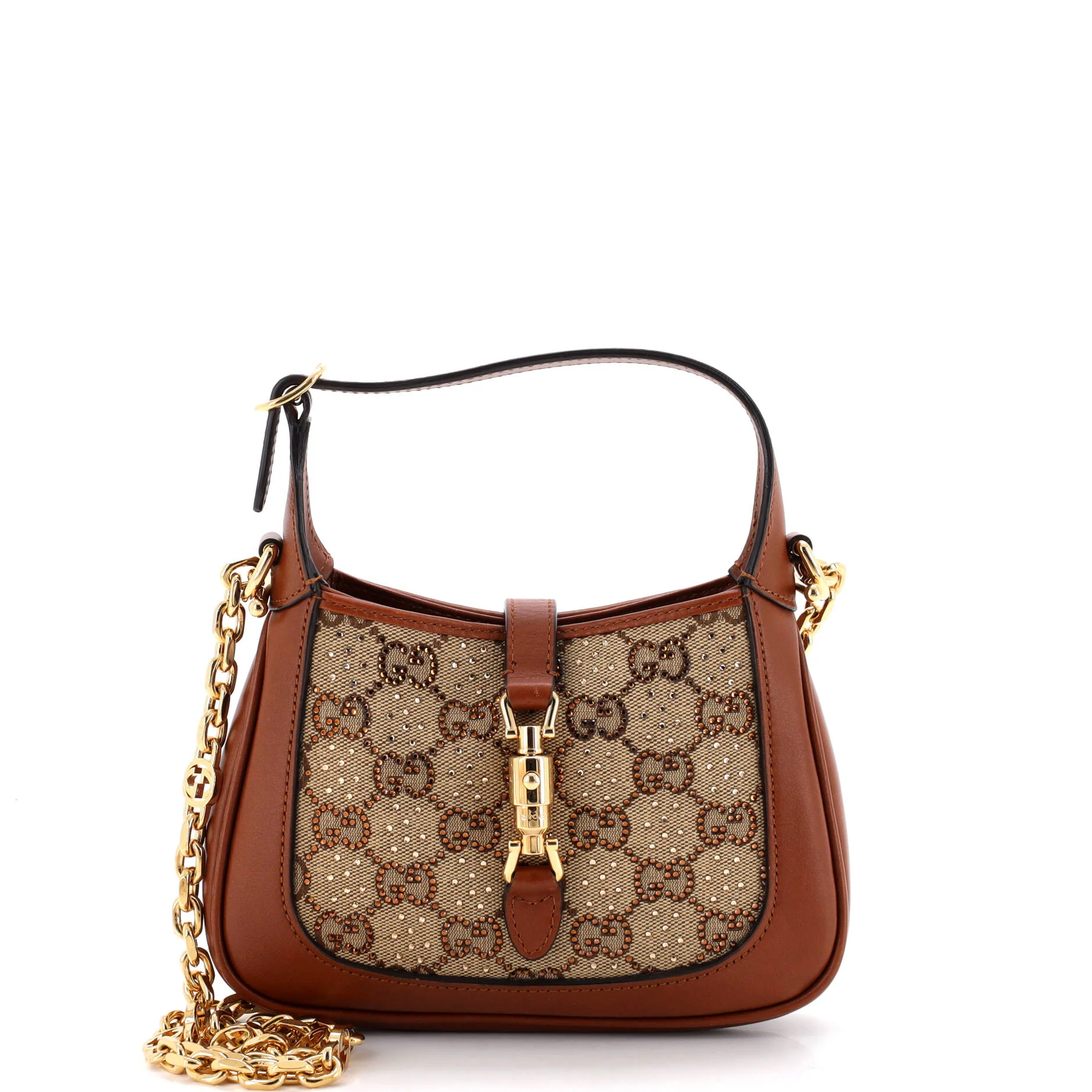 Jackie 1961 Chain Hobo Crystal Embellished GG Canvas Mini
