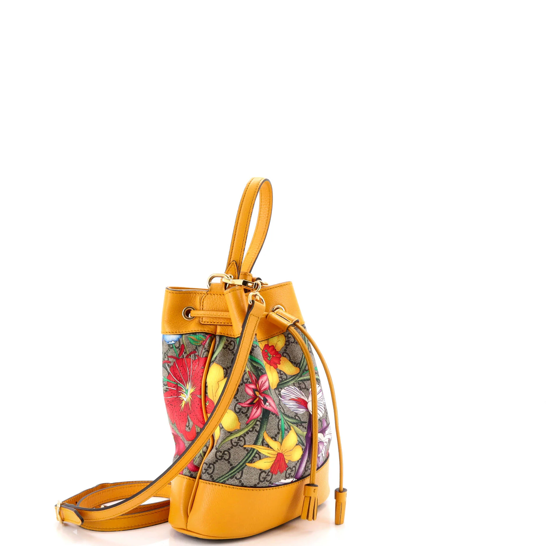 Ophidia Bucket Bag Flora GG Coated Canvas and Leather Small - Image 2