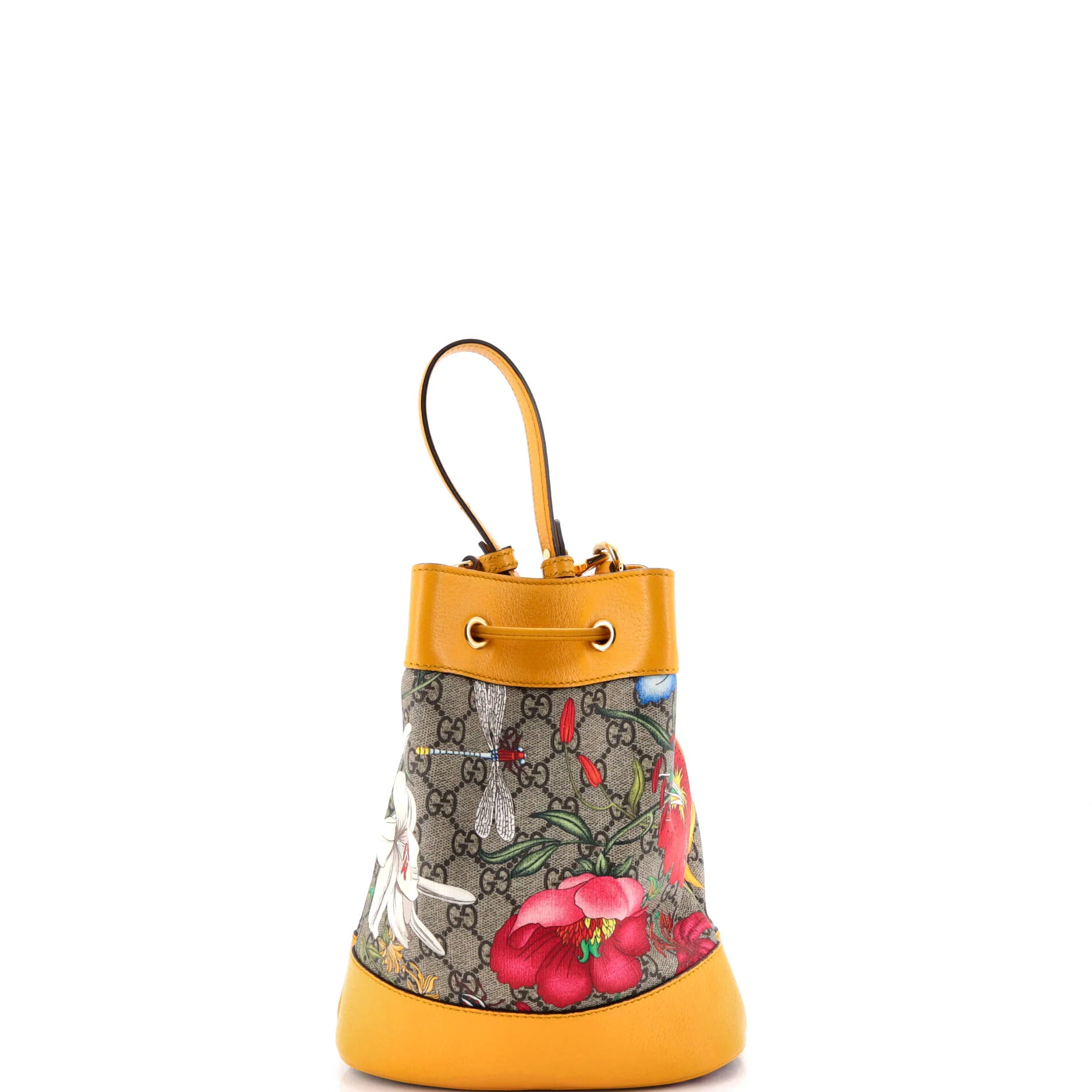 Ophidia Bucket Bag Flora GG Coated Canvas and Leather Small - Image 3