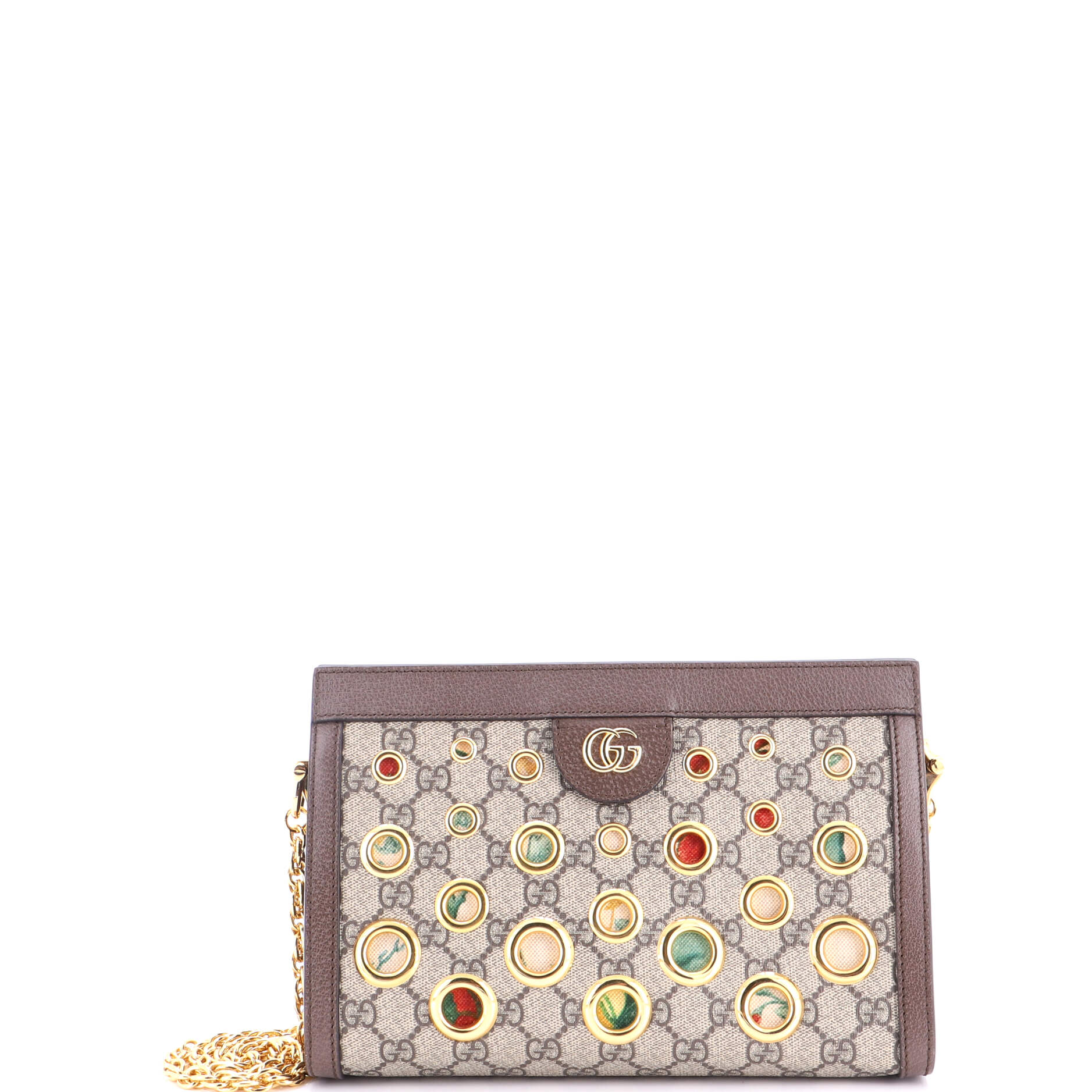 Ophidia Chain Shoulder Bag Grommet GG Coated Canvas Small