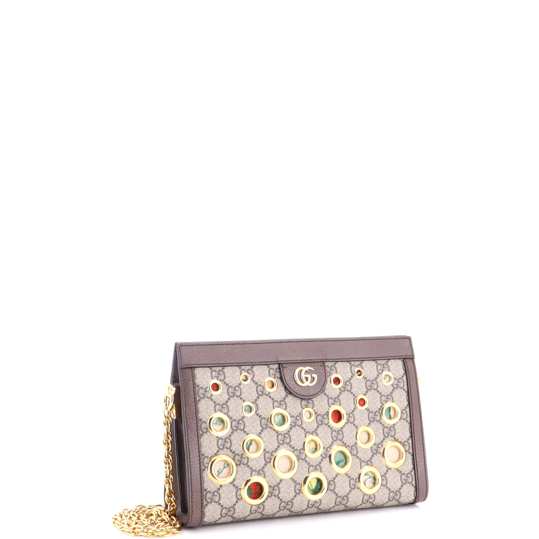 Ophidia Chain Shoulder Bag Grommet GG Coated Canvas Small - Image 2