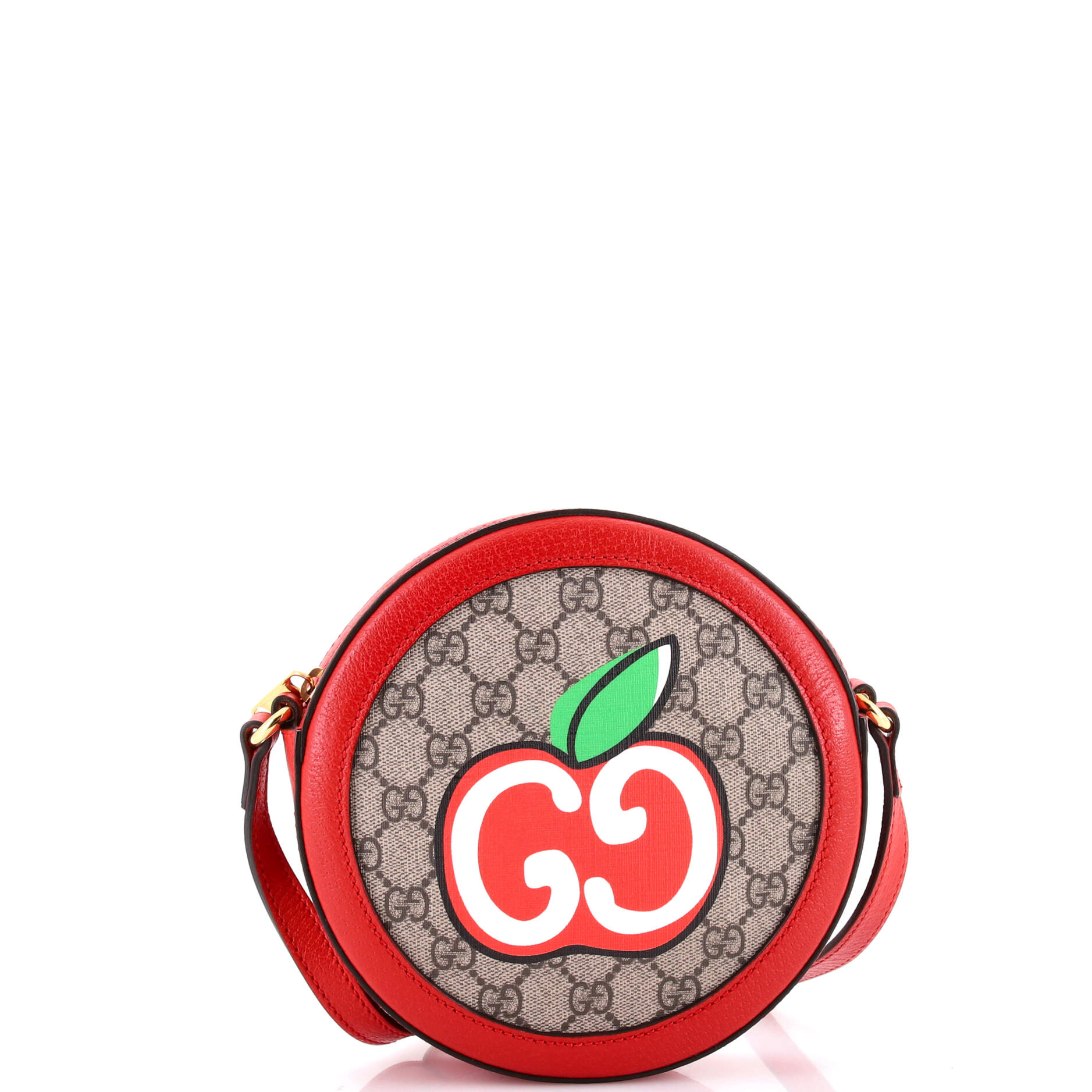 Ophidia Round Shoulder Bag Apple GG Coated Canvas Mini