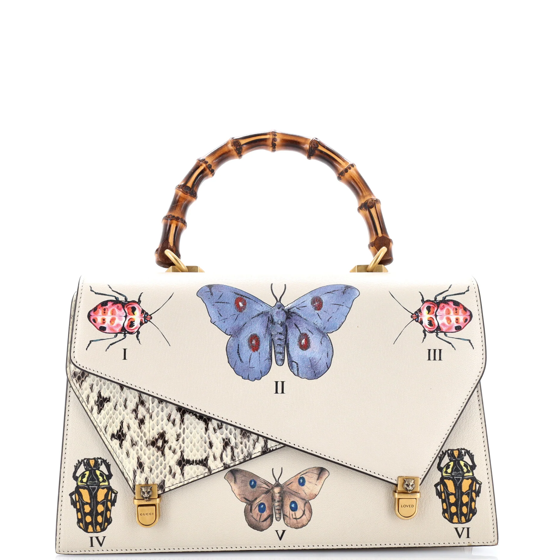 Ottilia Top Handle Bag Painted Leather with Snakeskin Medium