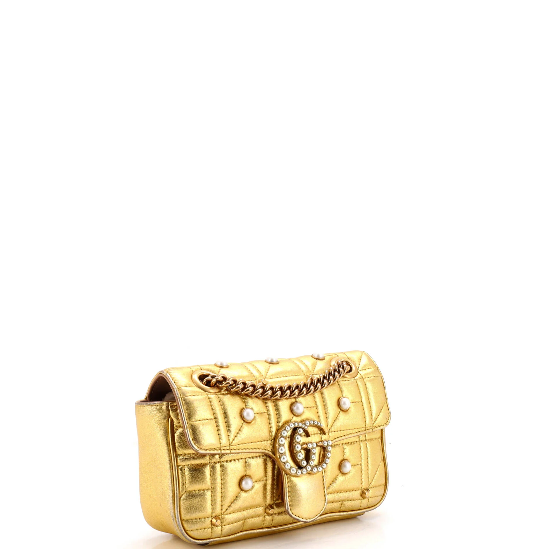Pearly GG Marmont Flap Bag Embellished Matelasse Leather Mini - Image 2