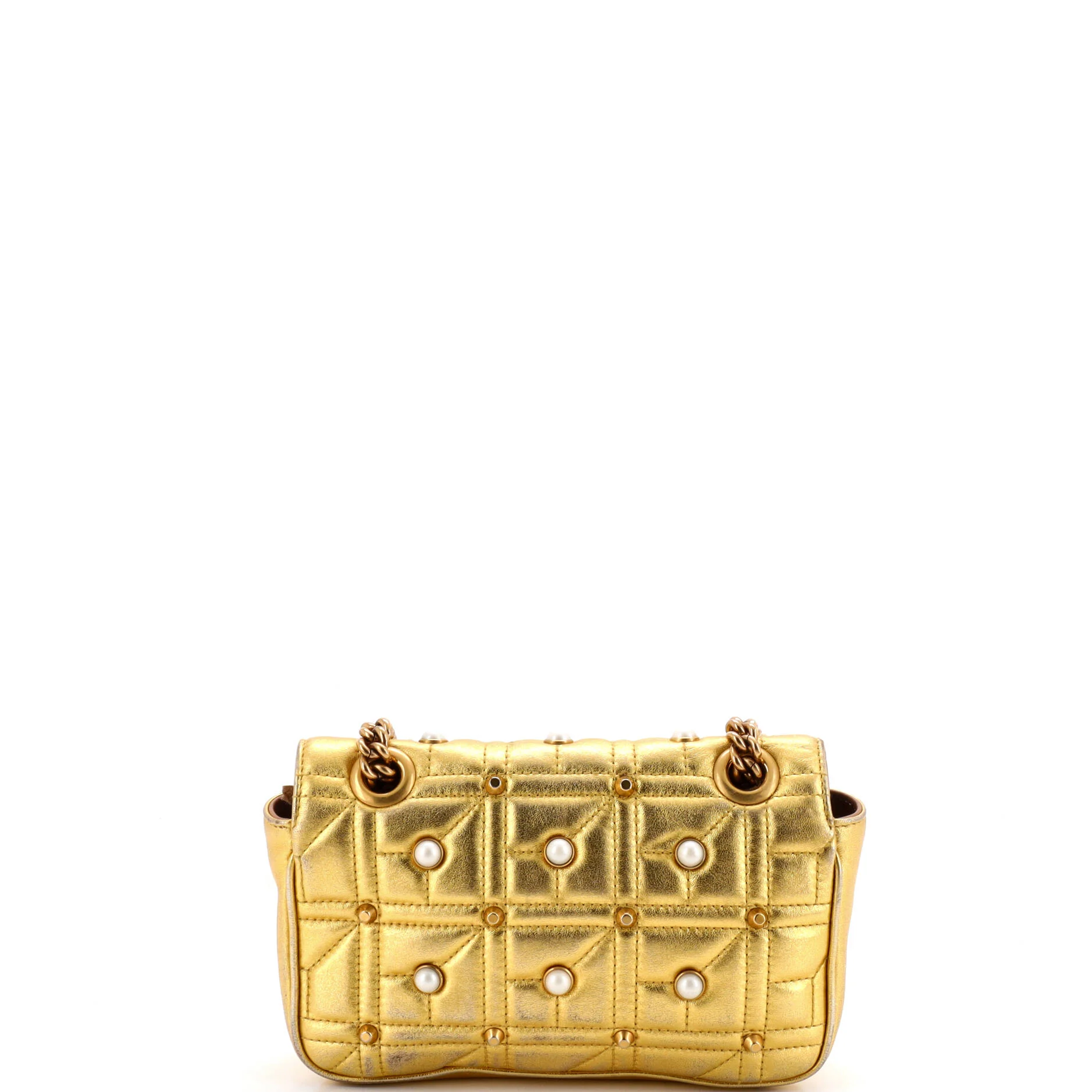 Pearly GG Marmont Flap Bag Embellished Matelasse Leather Mini - Image 3