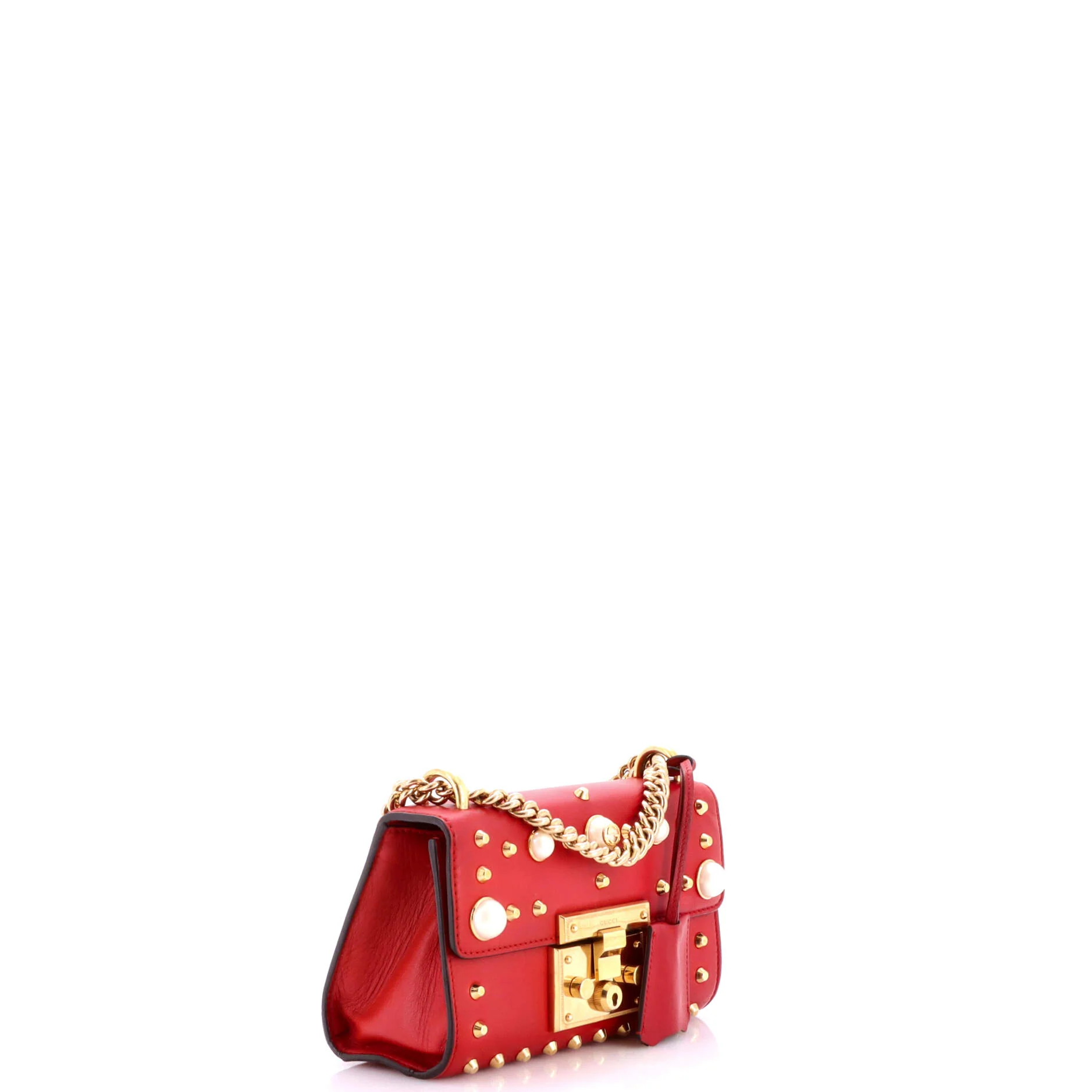 Pearly Padlock Shoulder Bag Studded Leather Small - Image 2
