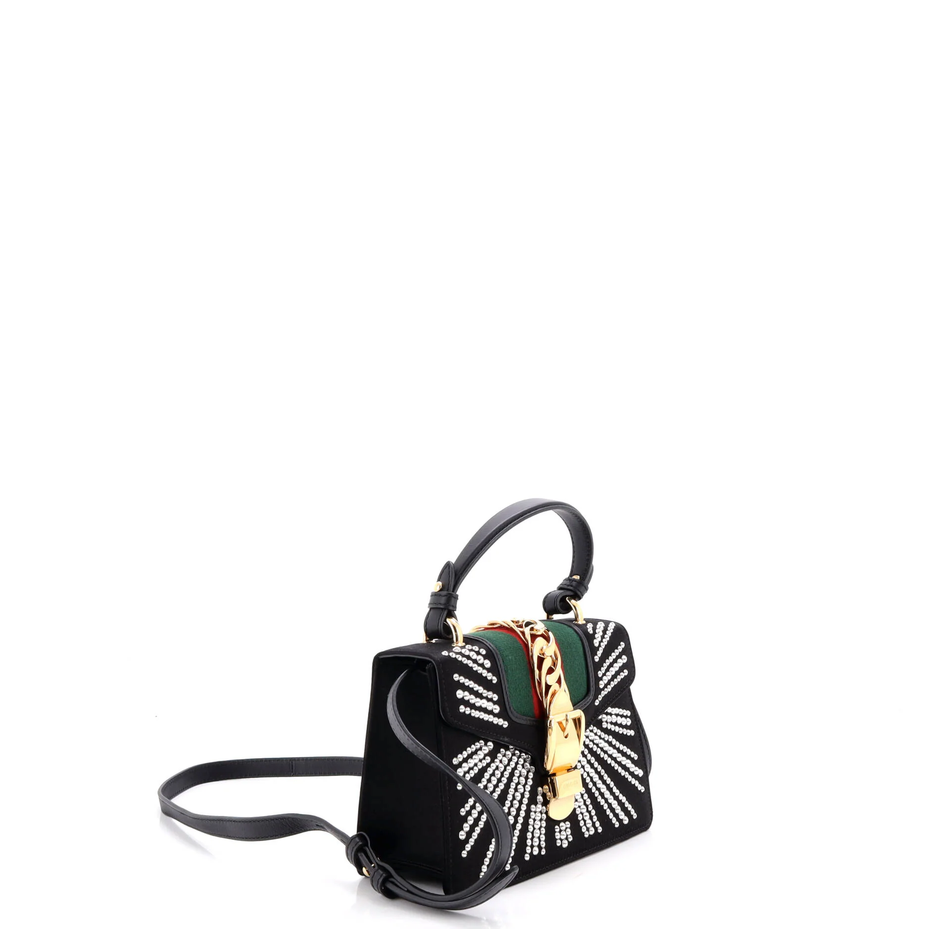Sylvie Top Handle Bag Crystal Embellished Satin Mini - Image 2