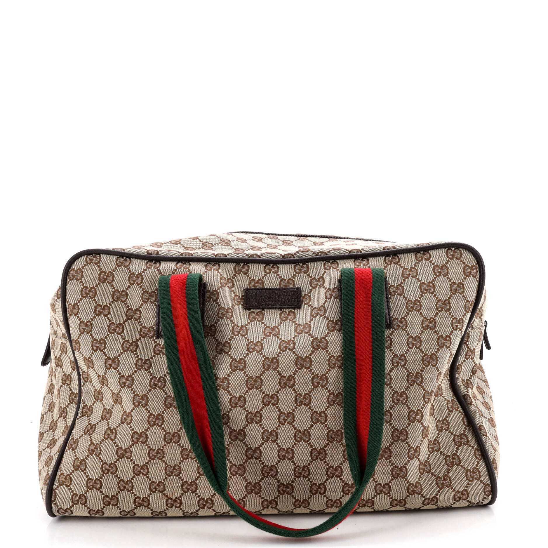 Web Carry On Duffle Bag GG Canvas with Leather Medium