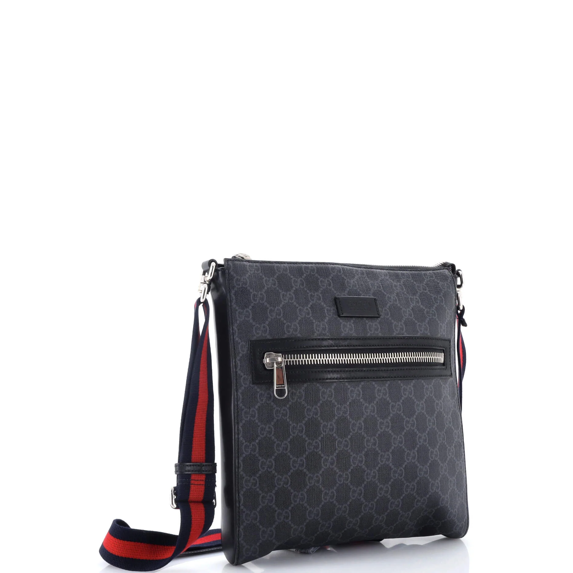 Web Strap Front Zip Messenger Bag GG Coated Canvas Medium - Image 2