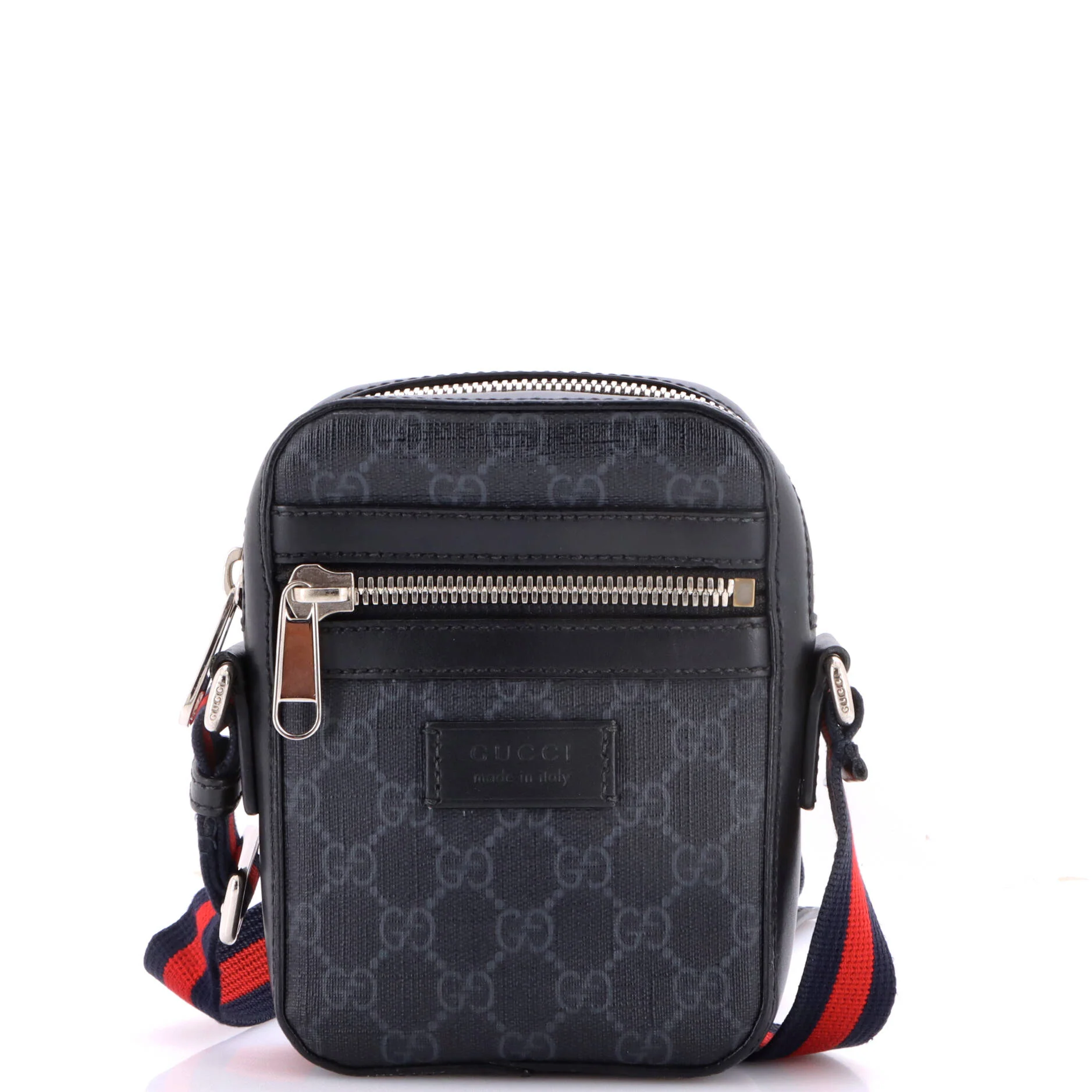 Web Strap Front Zip Messenger Bag GG Coated Canvas Mini