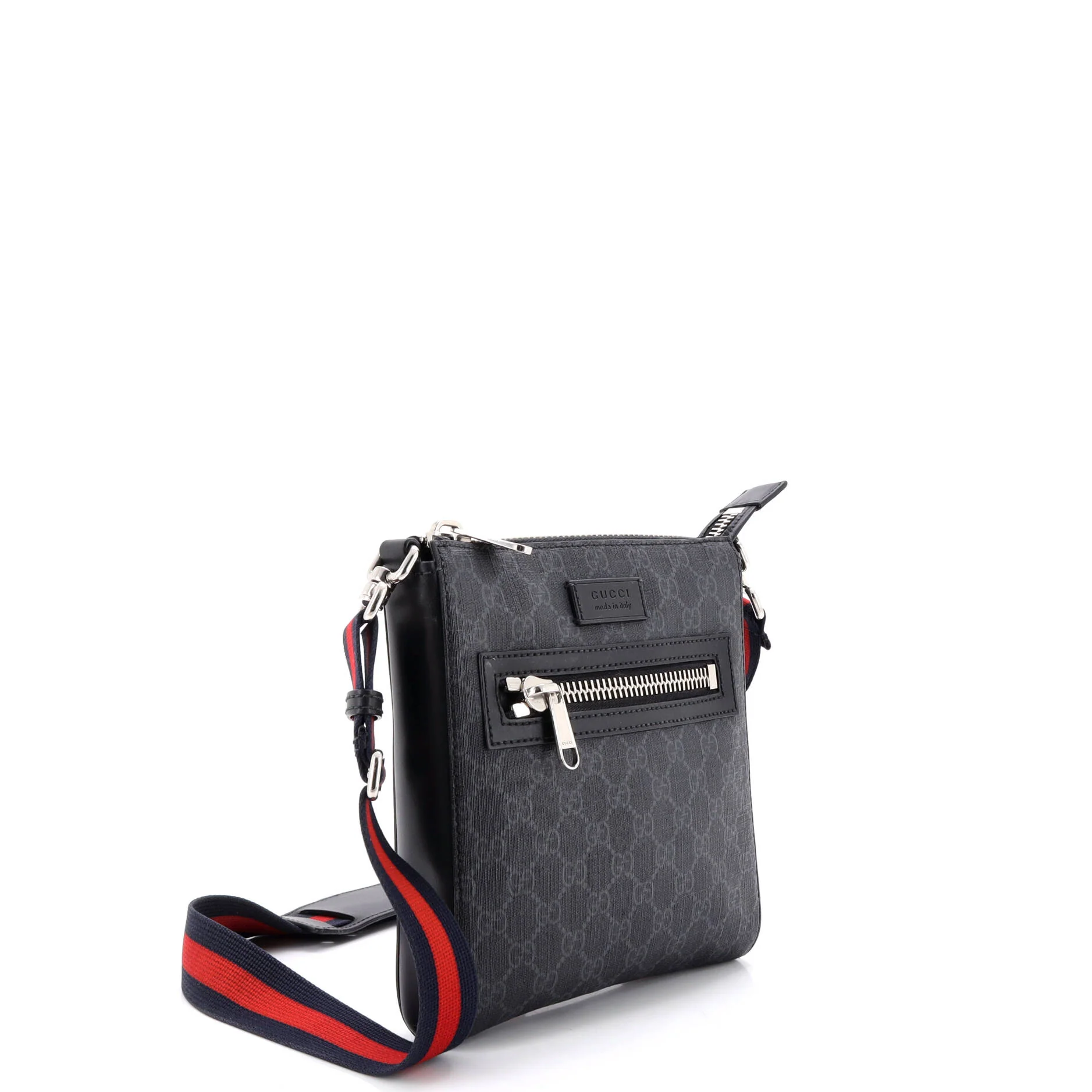 Web Strap Front Zip Messenger Bag GG Coated Canvas Small - Image 2