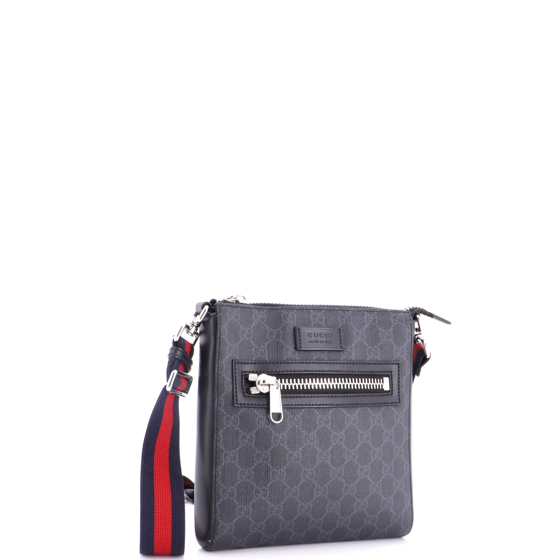 Web Strap Front Zip Messenger Bag GG Coated Canvas Small - Image 2