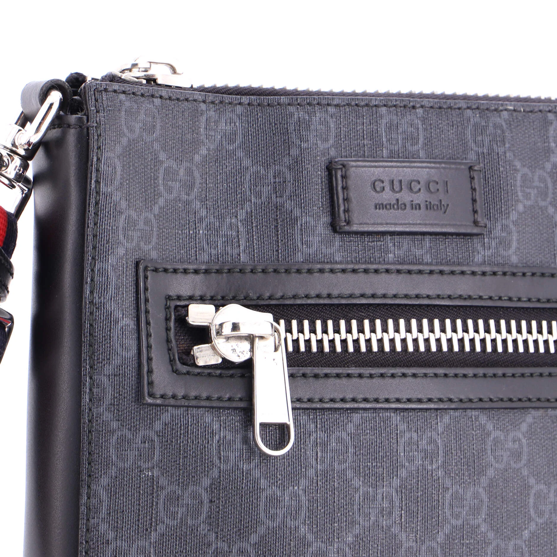 Web Strap Front Zip Messenger Bag GG Coated Canvas Small - Image 6